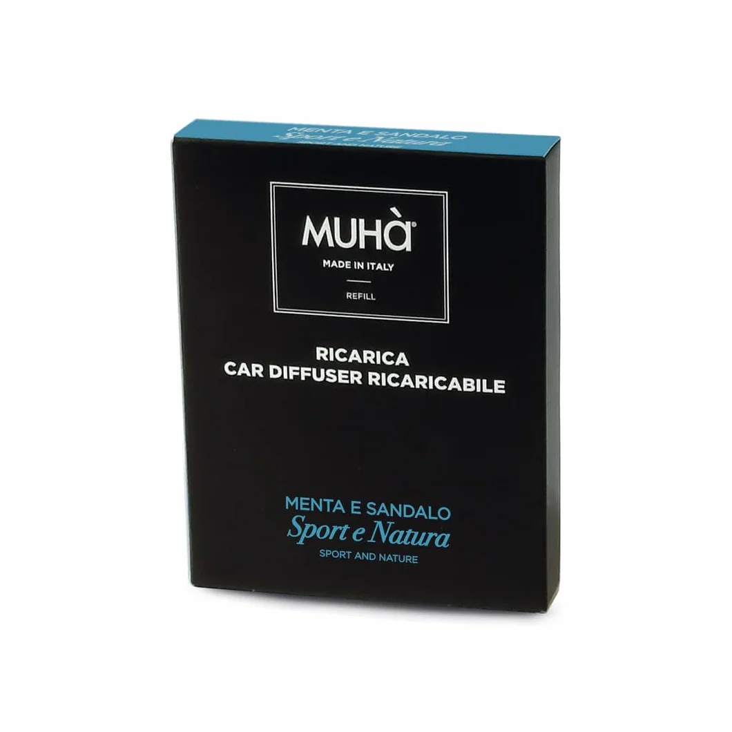 MUHA' Profumatore Auto Ricarica Fragranza Menta e Sandalo Rilascio Graduale Profumo