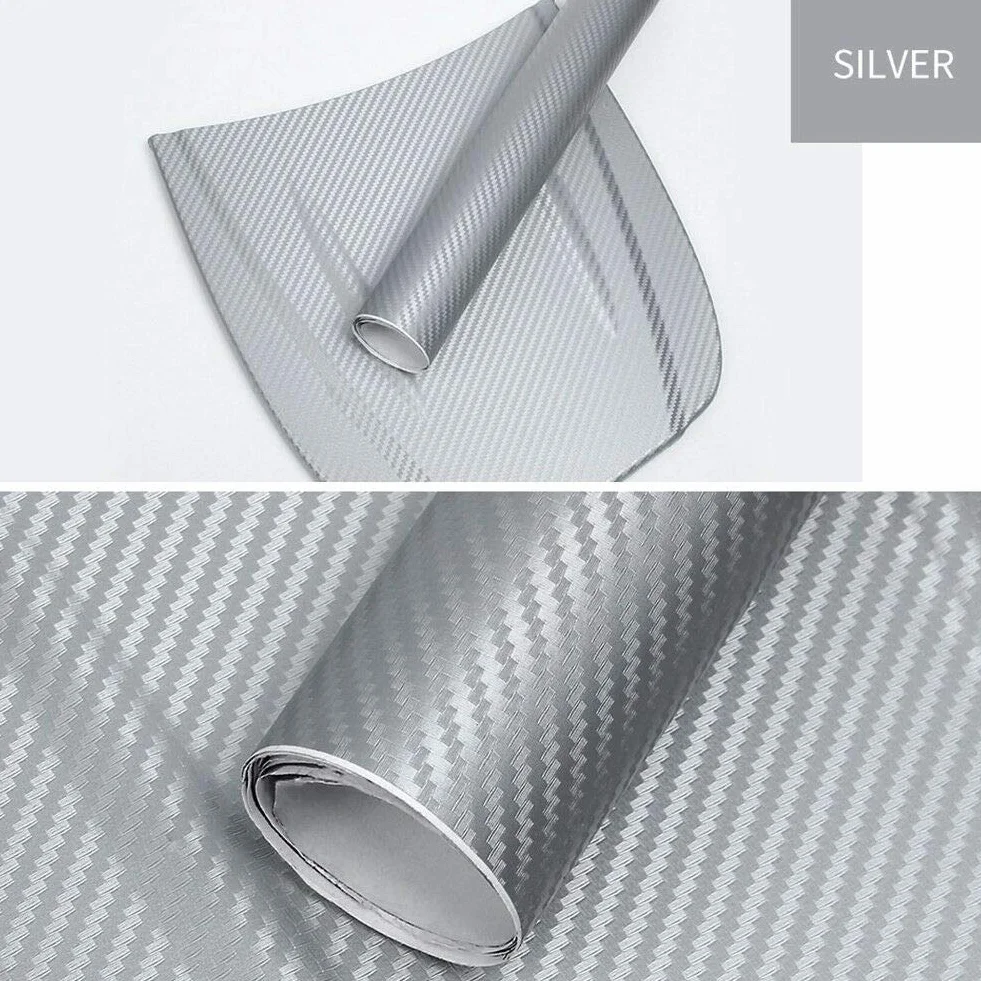 Rotolo pellicola adesiva fibra carbonio argento 3D 100x300 cm