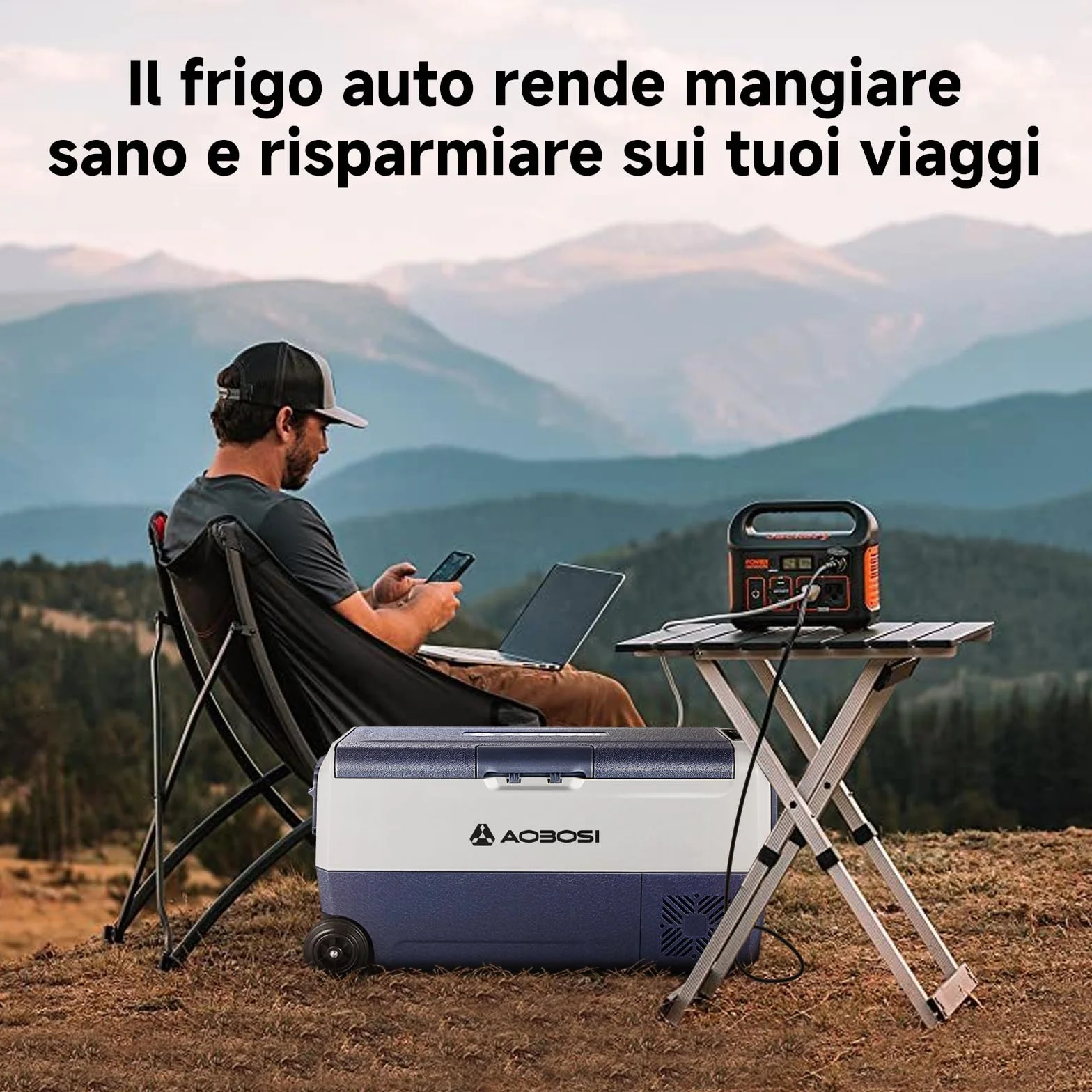 AAOBOSI 36 Litri Frigo Portatile Doppia Zona, Frigorifero Auto -20 ℃ a 20 ℃, Frigo Campeggio con APP, 12/24 V DC e 100/240 V AC Frigorifero Portatile Per Auto,Camion,Camper,Barca,Campeggio,Viaggi,Casa