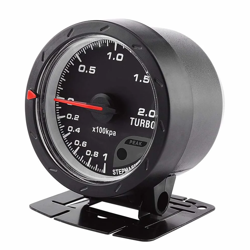 Fydun Calibro universale 60 mm LED Turbo Boost Nero per auto 0-200 Kpa
