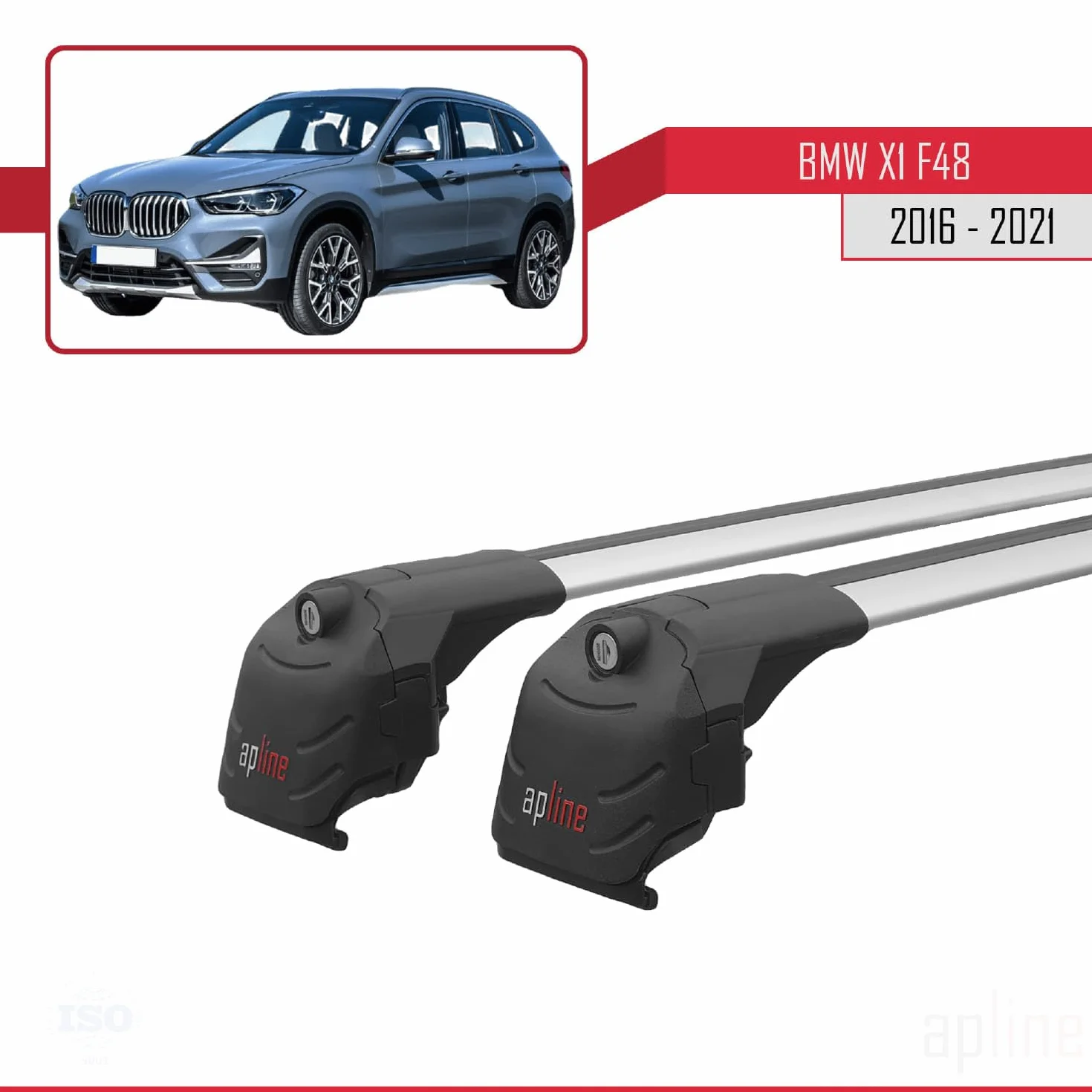 Compatibile con BMW X1 (F48) 2016-2022 ACE-2 Barre Tetto Portapacchi Auto Barre Portatutto Grigo Alluminio 2 Barre