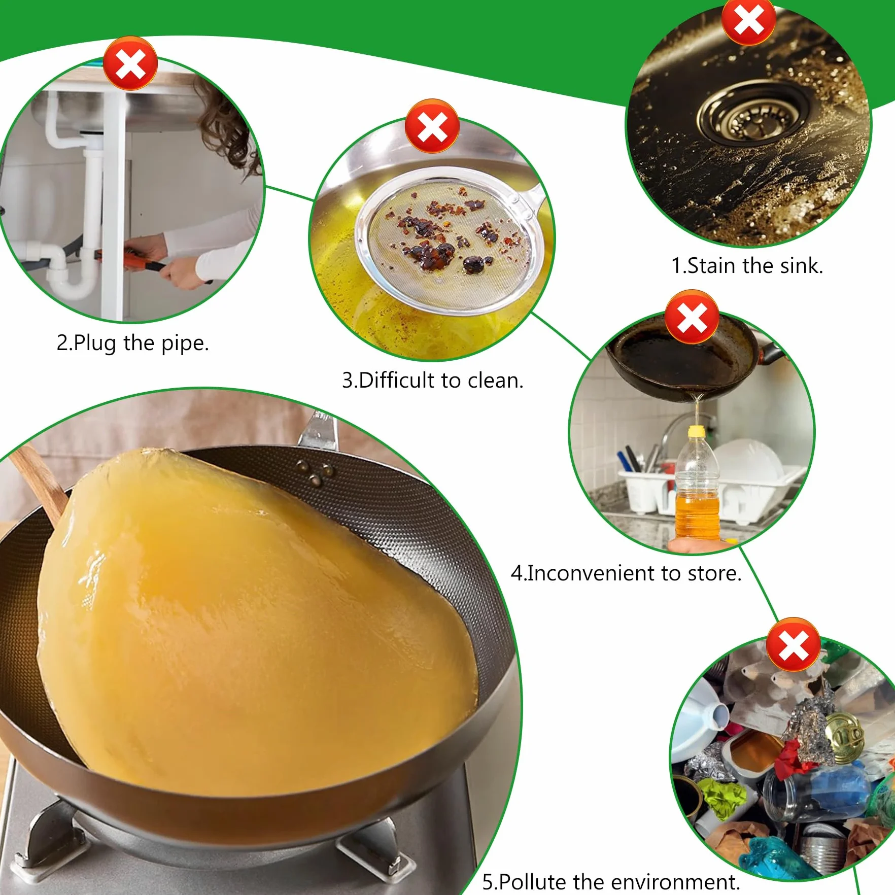 Polvere di Solidificazione per Olio da Cucina 340g - Smaltimento Ecologico Oli di Frittura