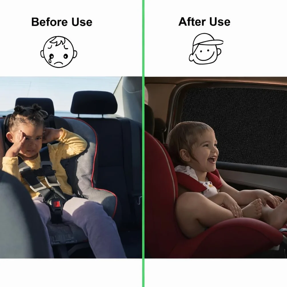 Parasole Auto Bambini Protezione UV Anti Insetti Tessuto Elastico Traspirante Finestrino Apribile Universale