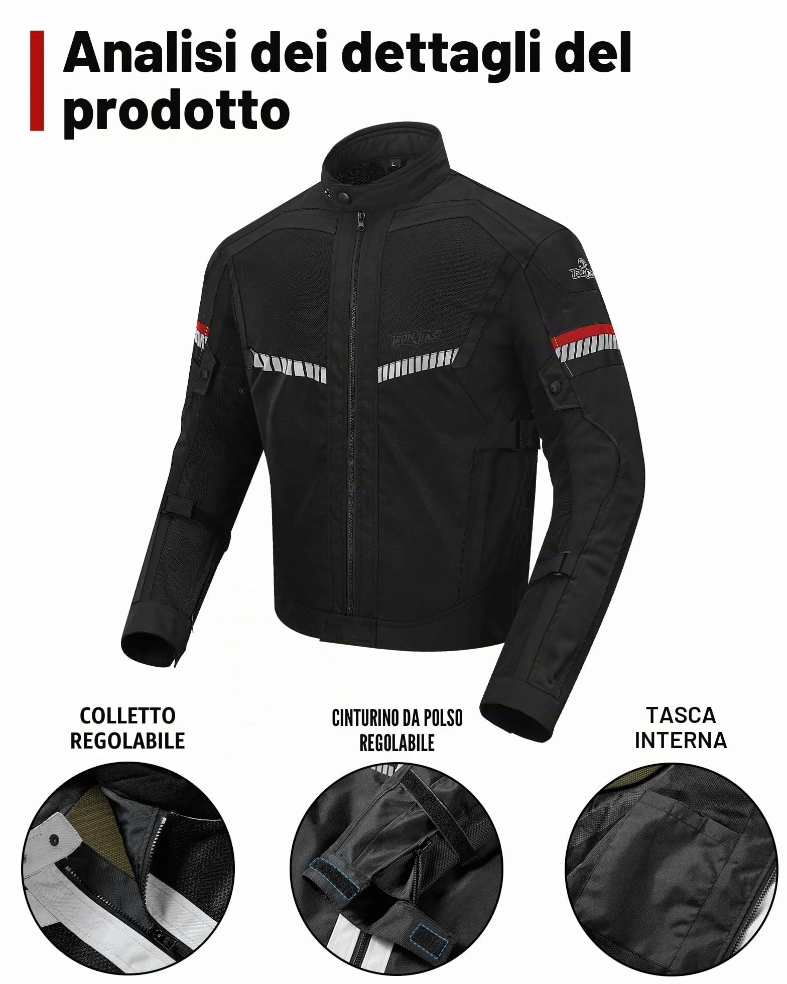 BORLENI Giacca da Moto da Uomo Estate, Traspirante, Protezione Dalle Armi, Riflettente