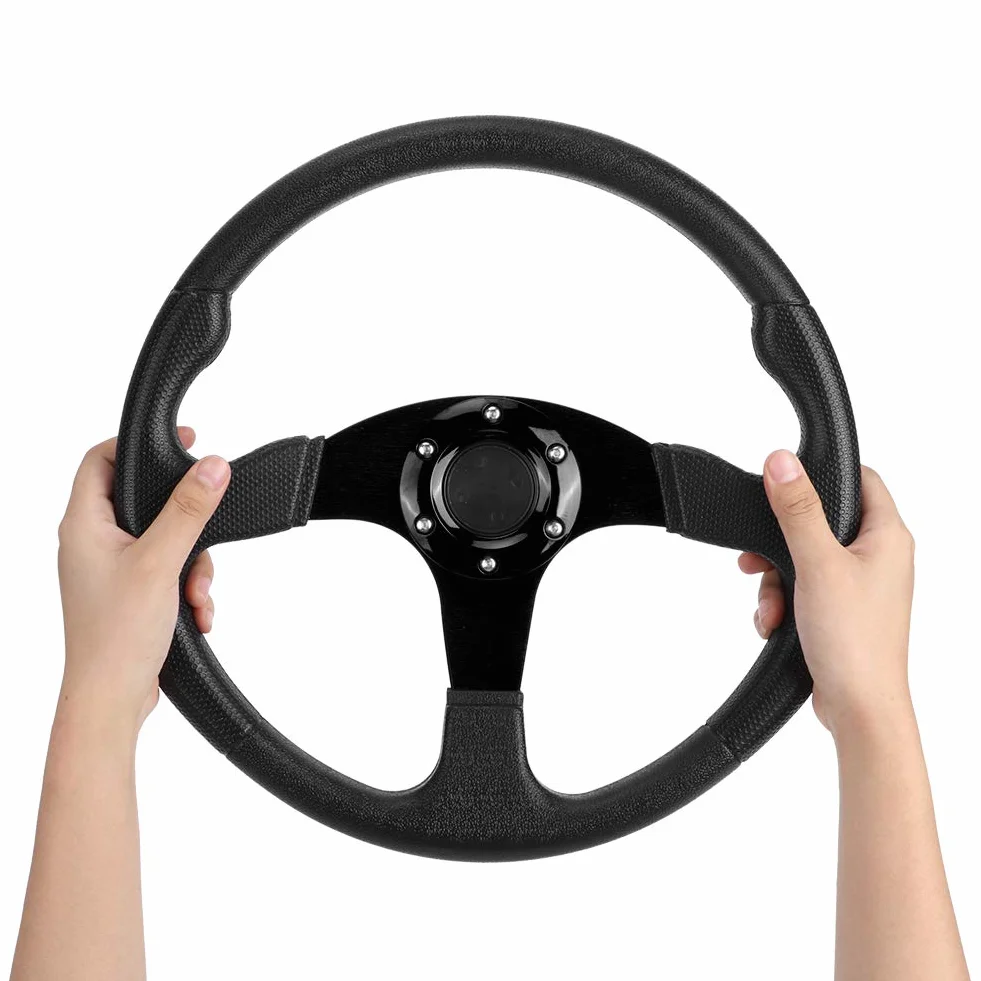 350mm 14in Auto Wheel Deep Dish 6 Bulloni Volante Sportivo Sterzo Sportivo Nero Piatto Accessorio Universale Modificato