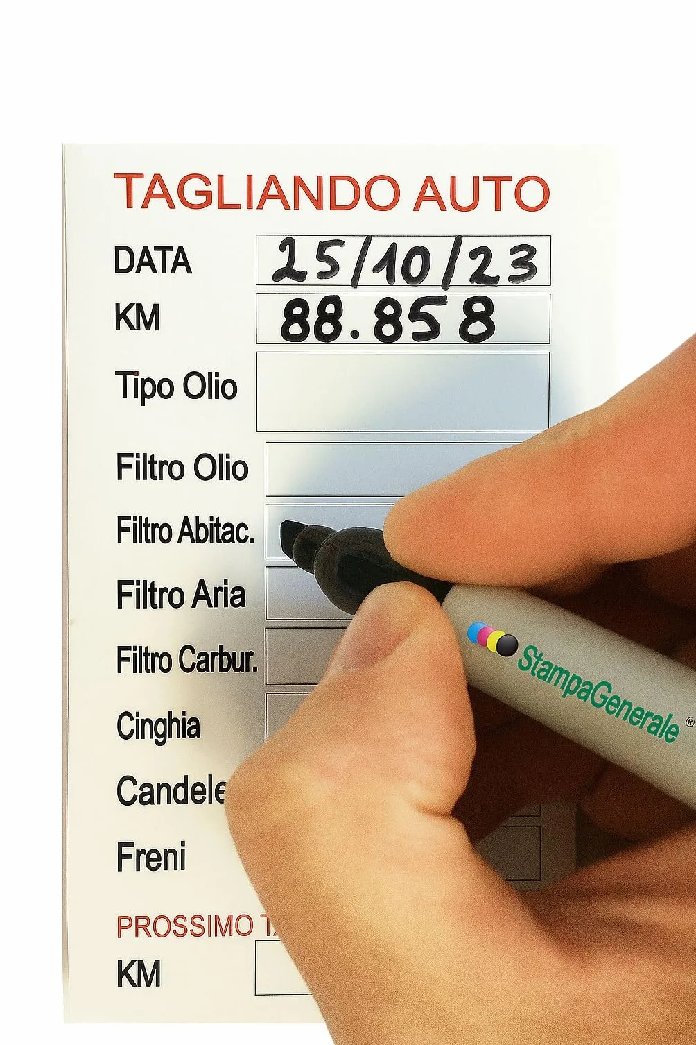 Etichette Adesive Tagliando Auto Cambio Olio Filtri Candele Freni, PVC Impermeabile 8,5 x 5,5 cm 50 Pz