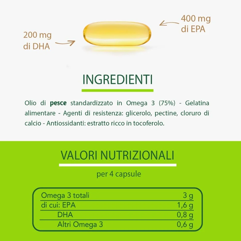 Enervit Enerzona Omega 3 RX 270 Capsule 1g Integratore Omega 3 IFOS Acidi Grassi Cuore Vista Cervello Olio di Pesce 1000mg Senza Glutine