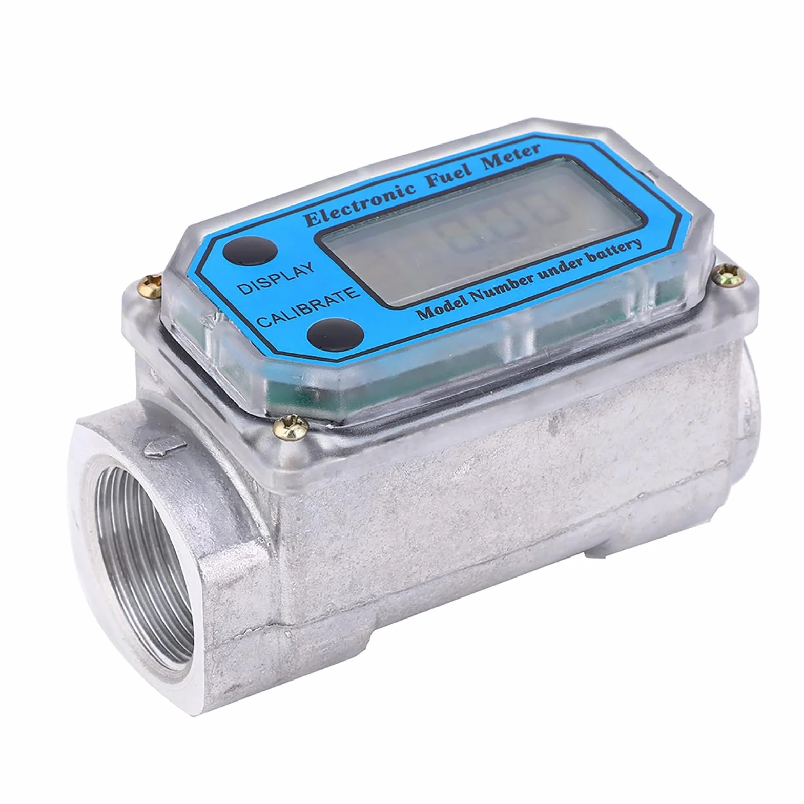Walfront Misuratore Portata Digitale LCD 1" NPT 15-120L/min Alta Precisione ±1% per Benzina Gasolio Cherosene