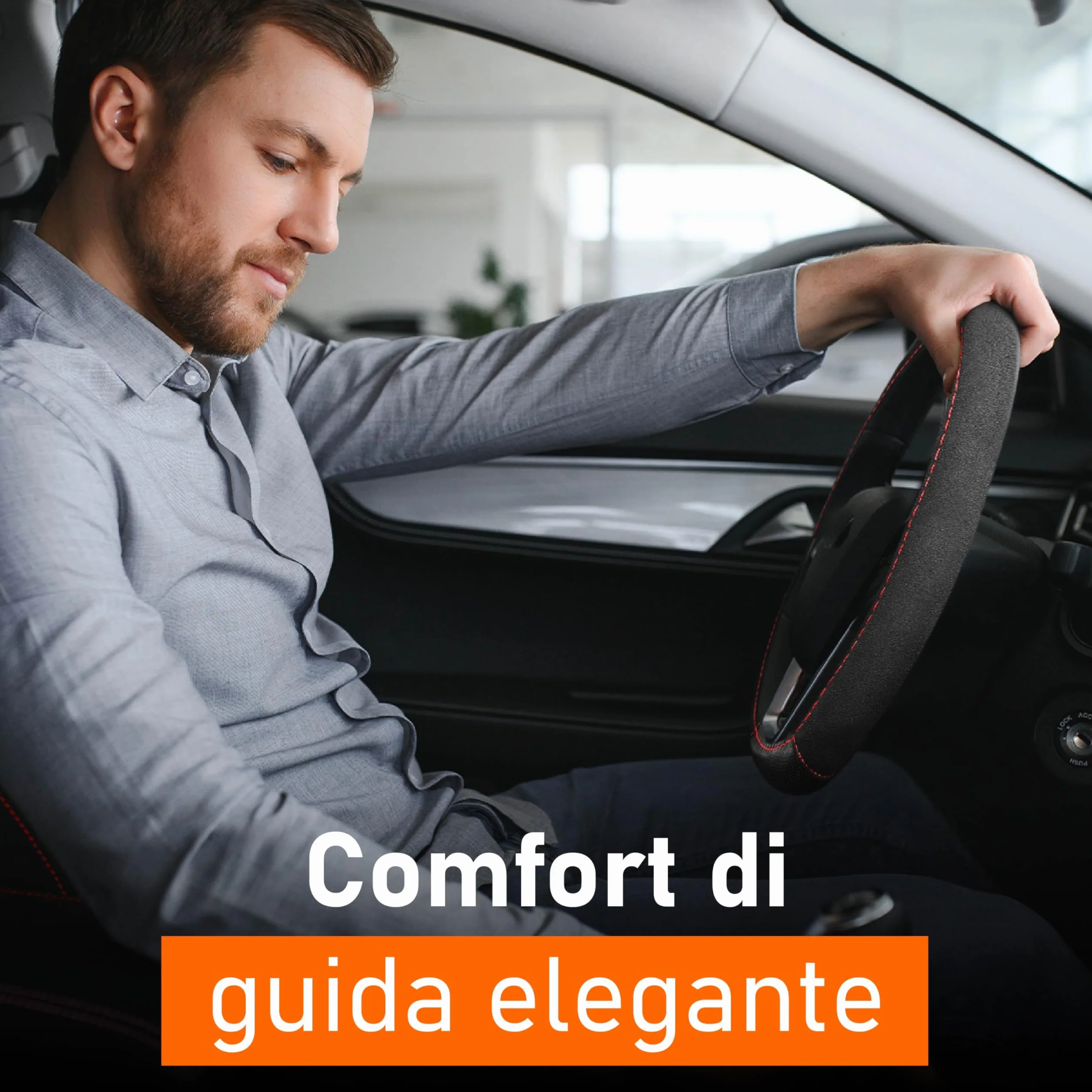 Upgrade4cars Coprivolante Auto Rosso | Copertura di Volante Universale Diametro 37-39 cm | Accessori Auto Interno | Regali per Donna e Uomo