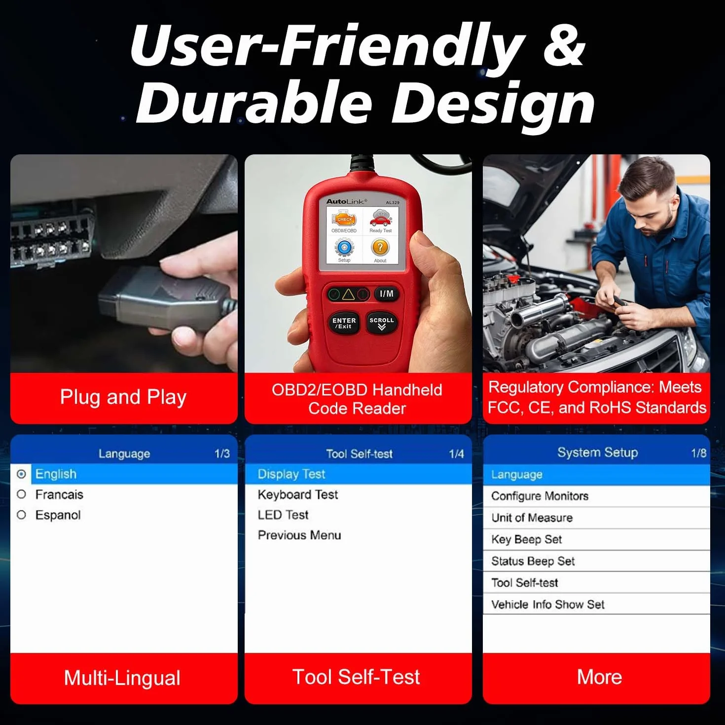 Autel Autolink AL329 OBD2 EOBD Manual Code Reader I/M Readiness Key Diagnostic Tool