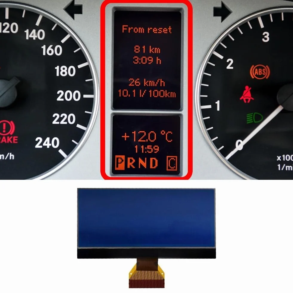 Schermo LCD compatibile con gruppo strumenti W169 W245 8 Volt