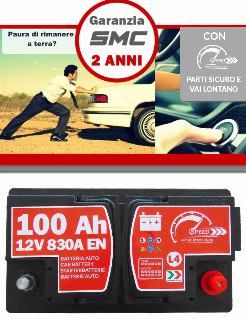 BATTERIA AVVIAMENTO AUTO ORIGINALE SPEED L4 100AH 12V 830A CON POLO POSITIVO A DESTRA