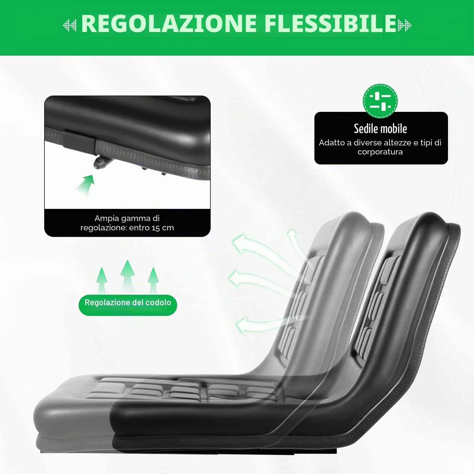 MINRS Sedile universale per trattore con schienale, in pelle PVC, impermeabile, nero, adatto per trattore, carrello elevatore, escavatore, tosaerba e ribaltabile