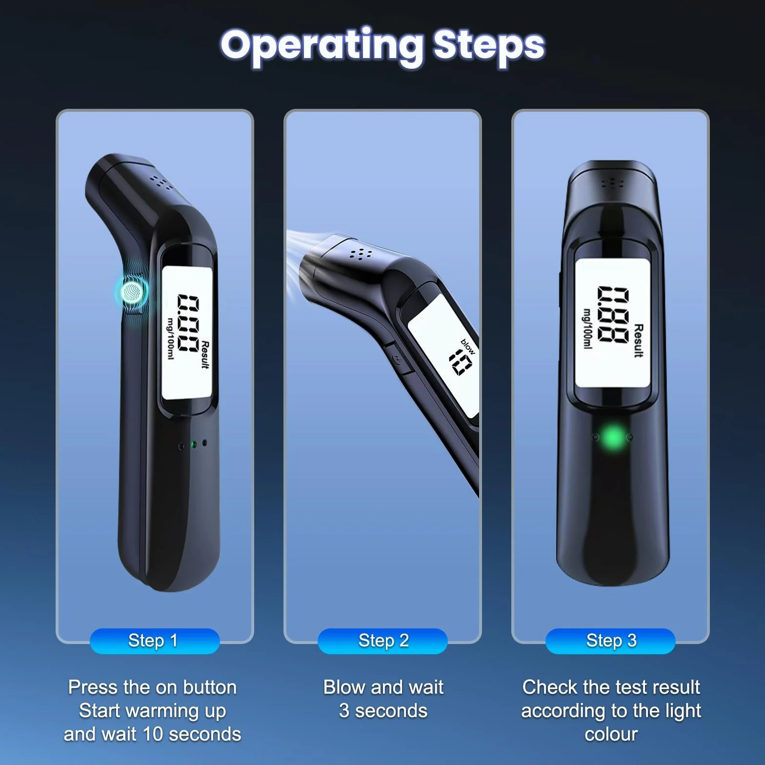 Etilometro Portatile Certificato Professionale con Alcol Test LED Alta Definizione Chip Alta Sensibilità Precisione Grado