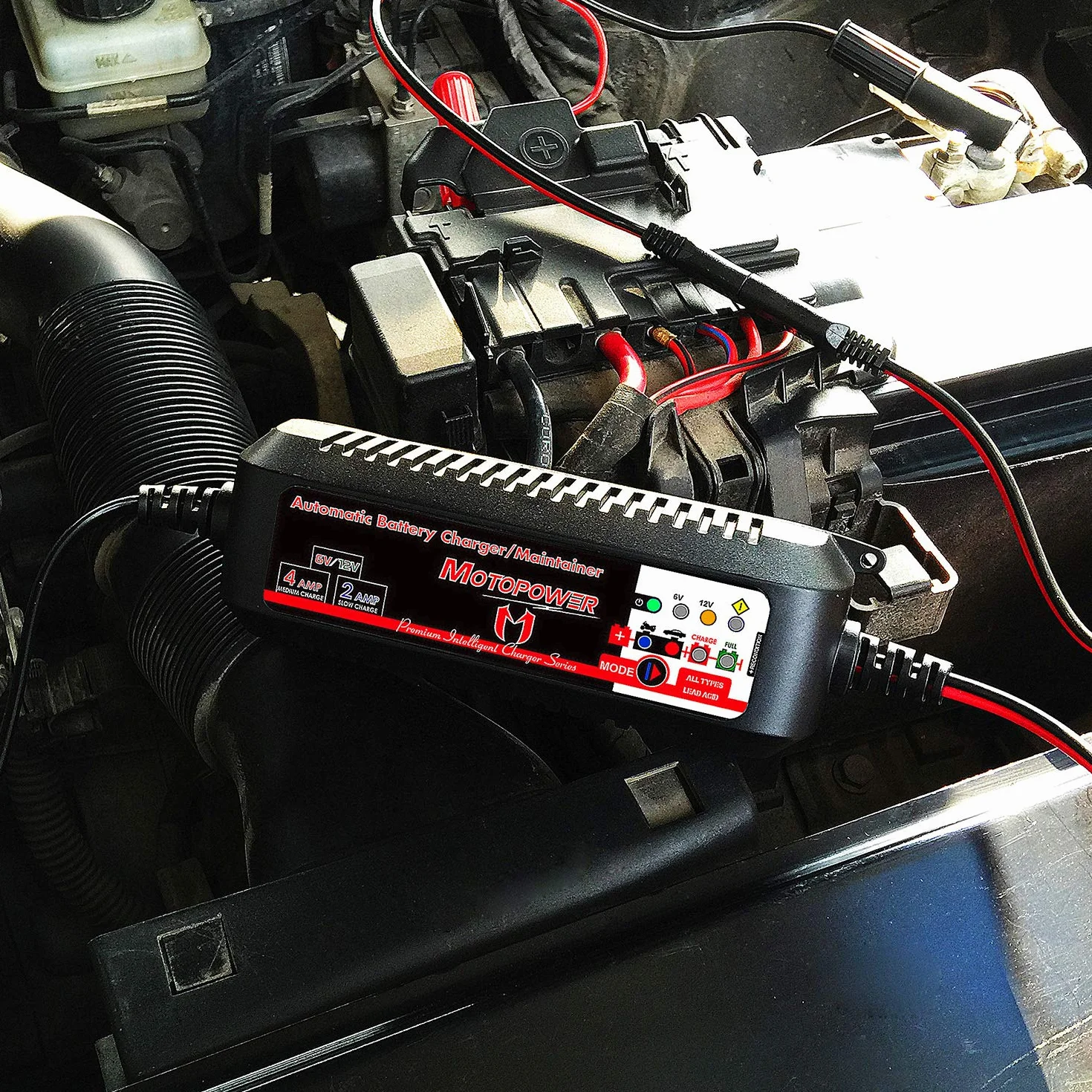 MOTOPOWER Caricabatterie Intelligente 6V/12V 4A Automatico Maintainer
