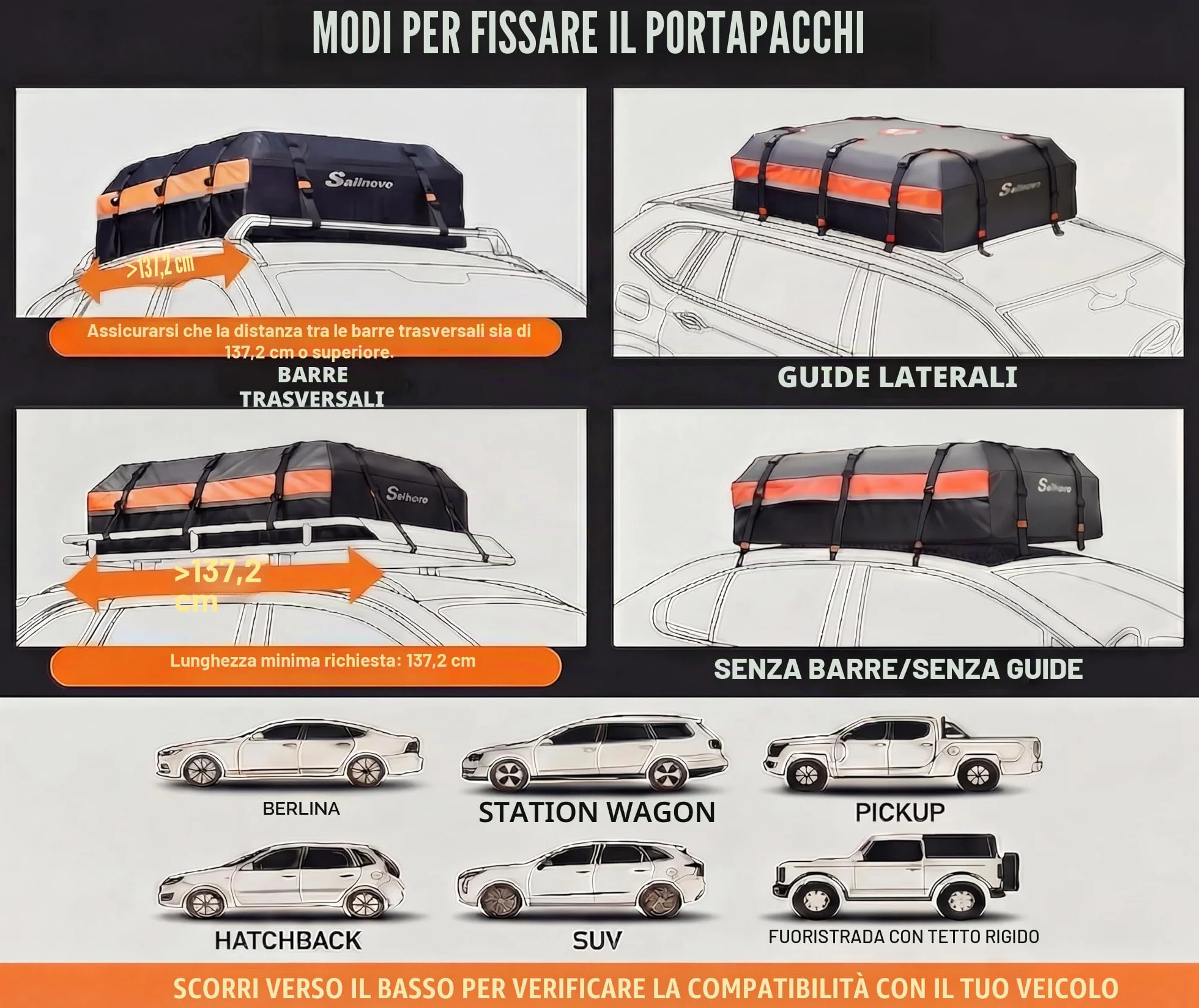 Sailnovo Box Tetto Auto Impermeabile 595L 1000D PVC, Portabagagli Auto Tetto con Tappetino Antiscivolo, 6 Ganci Portiere, Serratura Combinazione - Compatibile con/senza Barre Portatutto