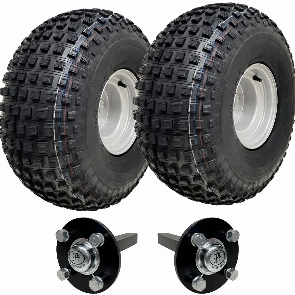 Kit Rimorchio ATV 2 Pezzi 22x11-8 Pneumatici e Cerchi 7.00x8 4/100 Mozzo 100 mm 310 kg