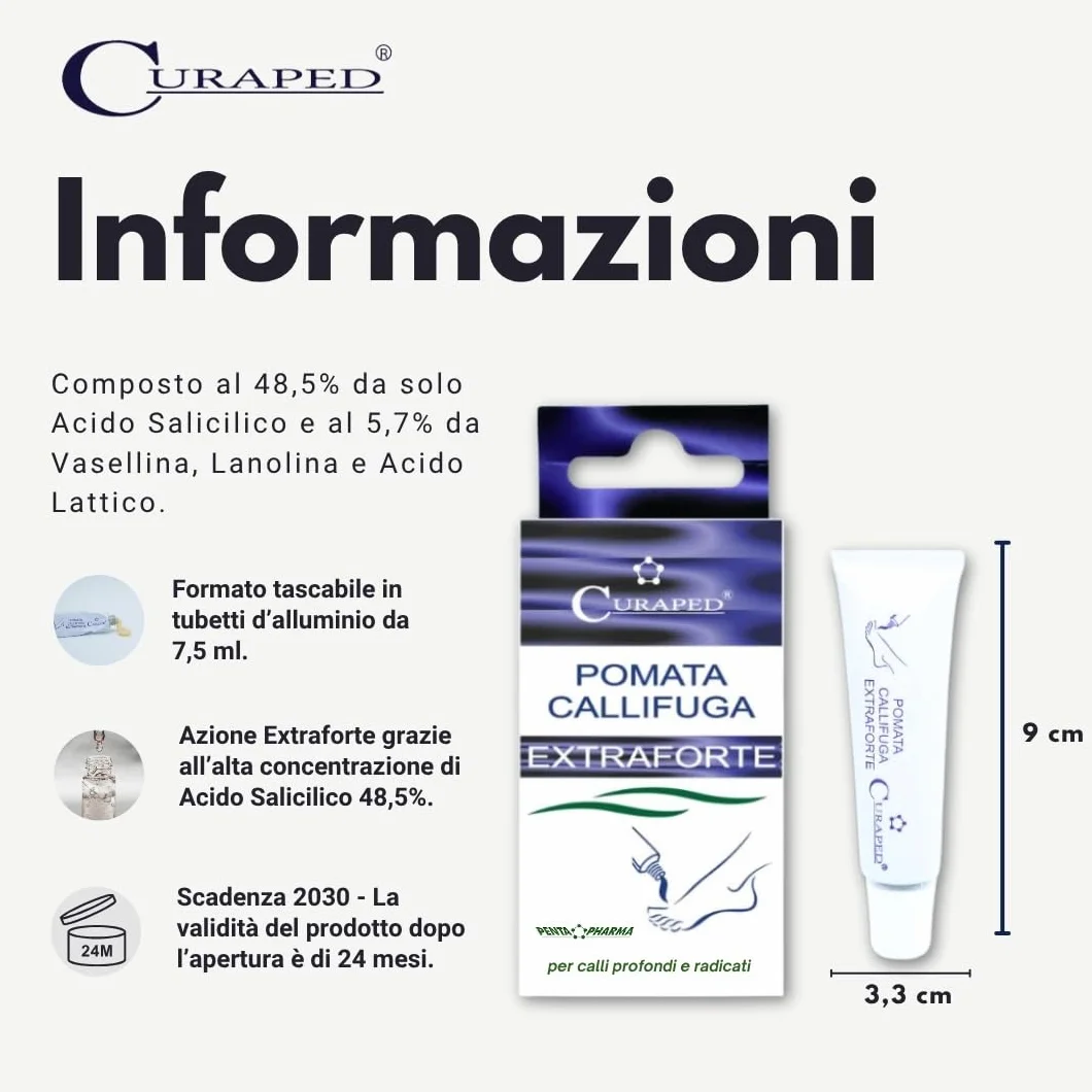 Curaped Callifugo Extra Forte Crema 7,5ml Rimozione Calli Piedi Mani Estirpa Occhio Pernice Verruche 15ml Made in Italy Pomata