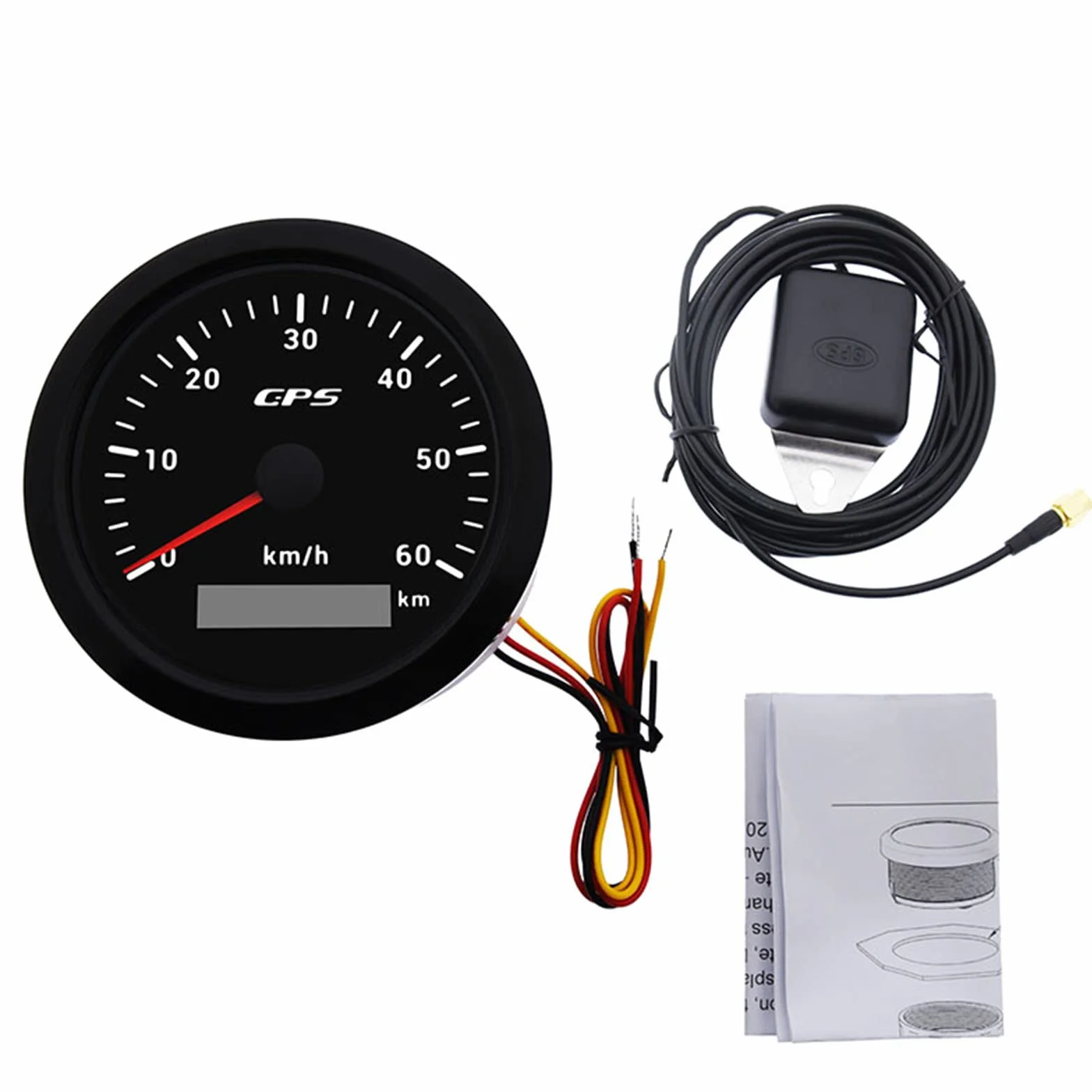Geloo 85MM GPS tachimetro, 7 colori retroilluminazione 60KM/H contachilometri misuratore di velocità per moto barca marina camion auto con antenna GPS