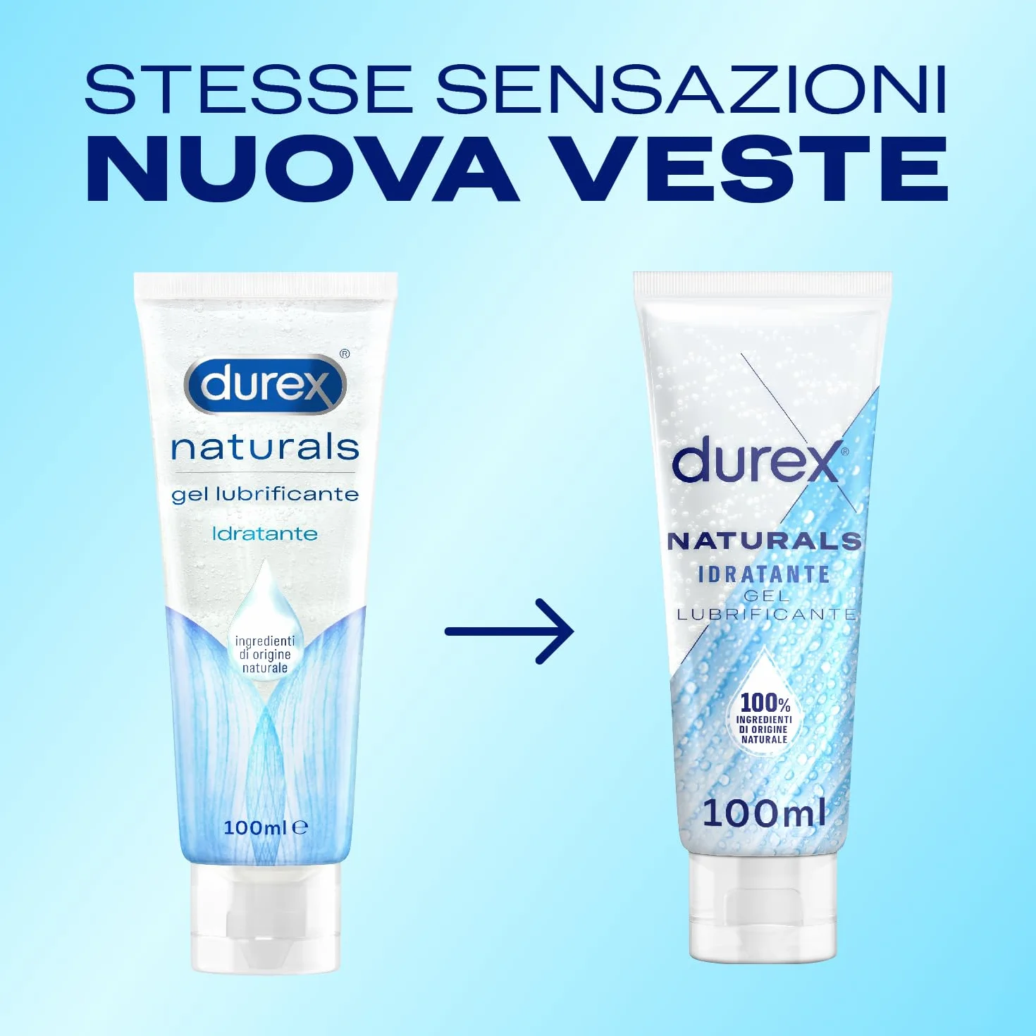Durex Naturals Gel Lubrificante Intimo Idratante con Acido Ialuronico 100 ml