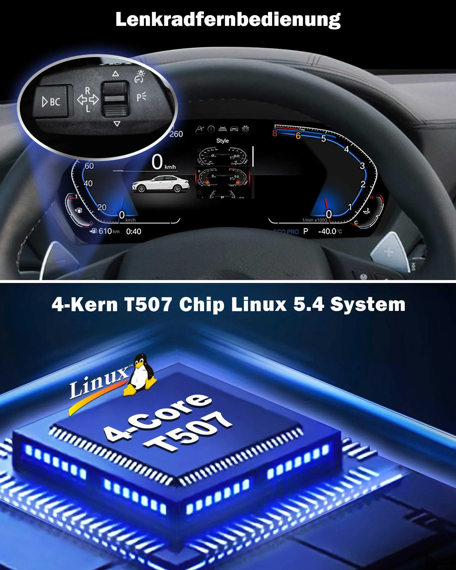 Tachimetro Digitale LCD 12,3" per BMW 5 Serie E60 E61 X5 E70 X6 E71 CiC CCC Plug & Play HD Display