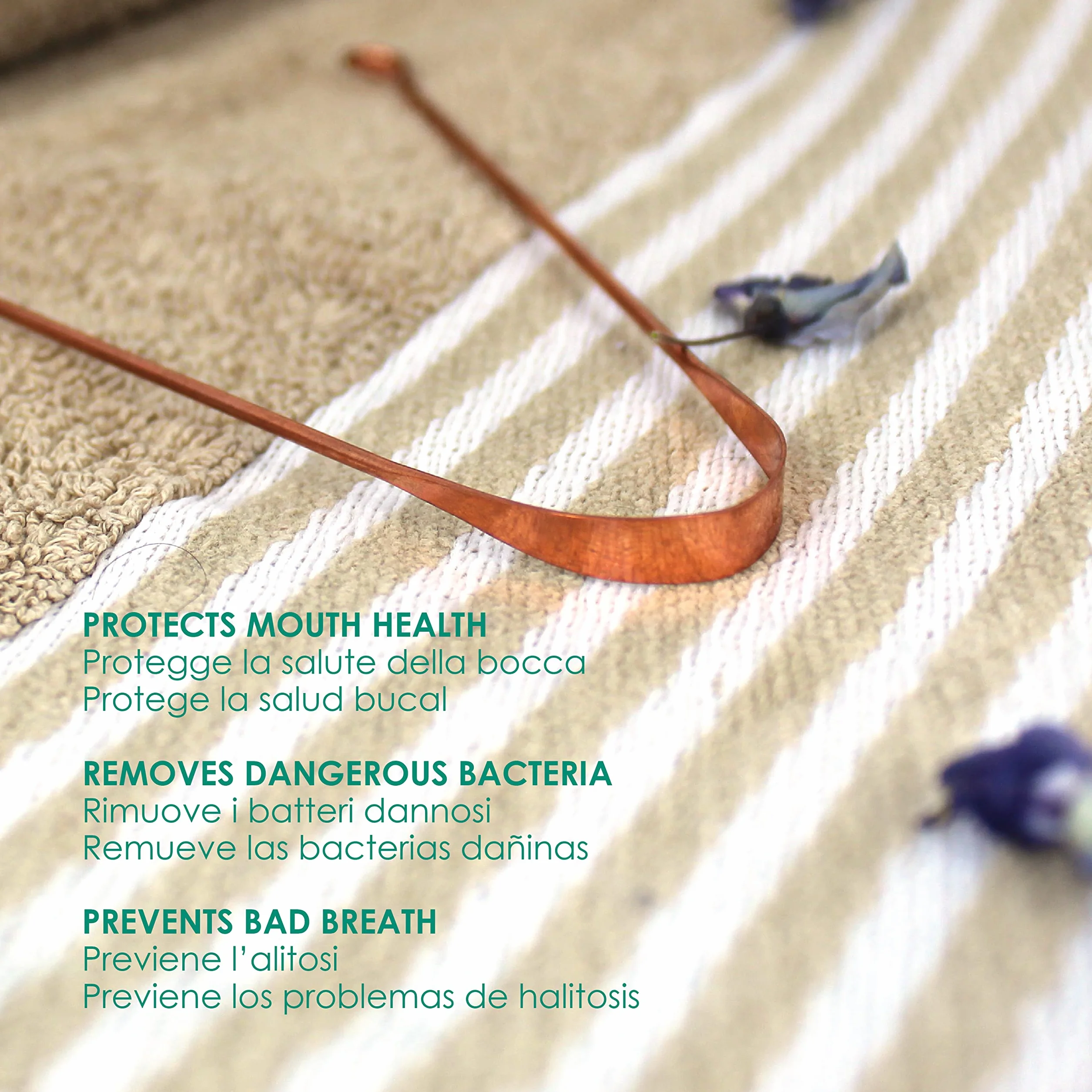 Nettalingua in Rame per Alitosi - Dispositivo Medico - Raschietto per la Pulizia della Lingua Ayurvedico