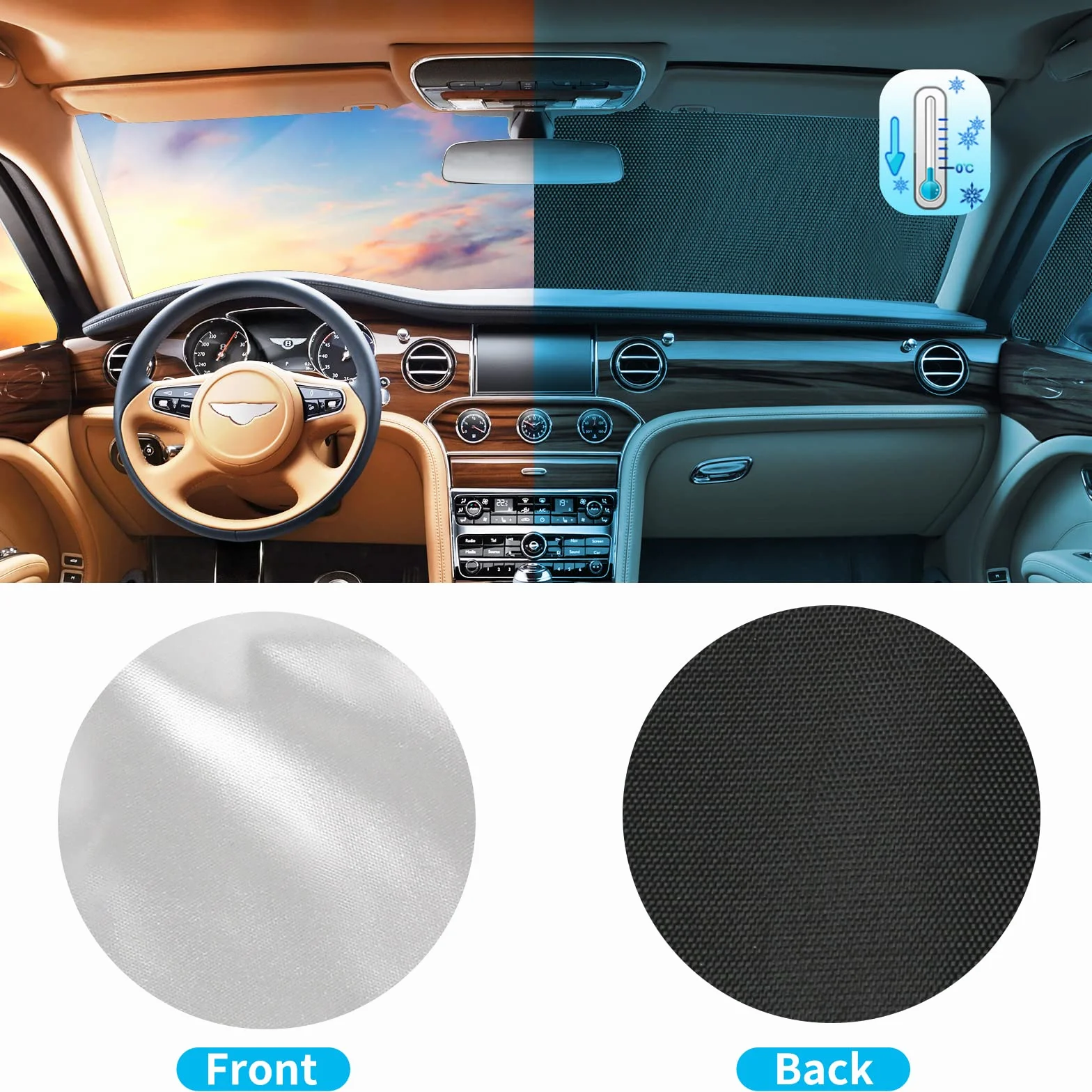 Copertura Termica Esterna per Parabrezza VW Transporter T6 Antigelo Pieghevole Argento