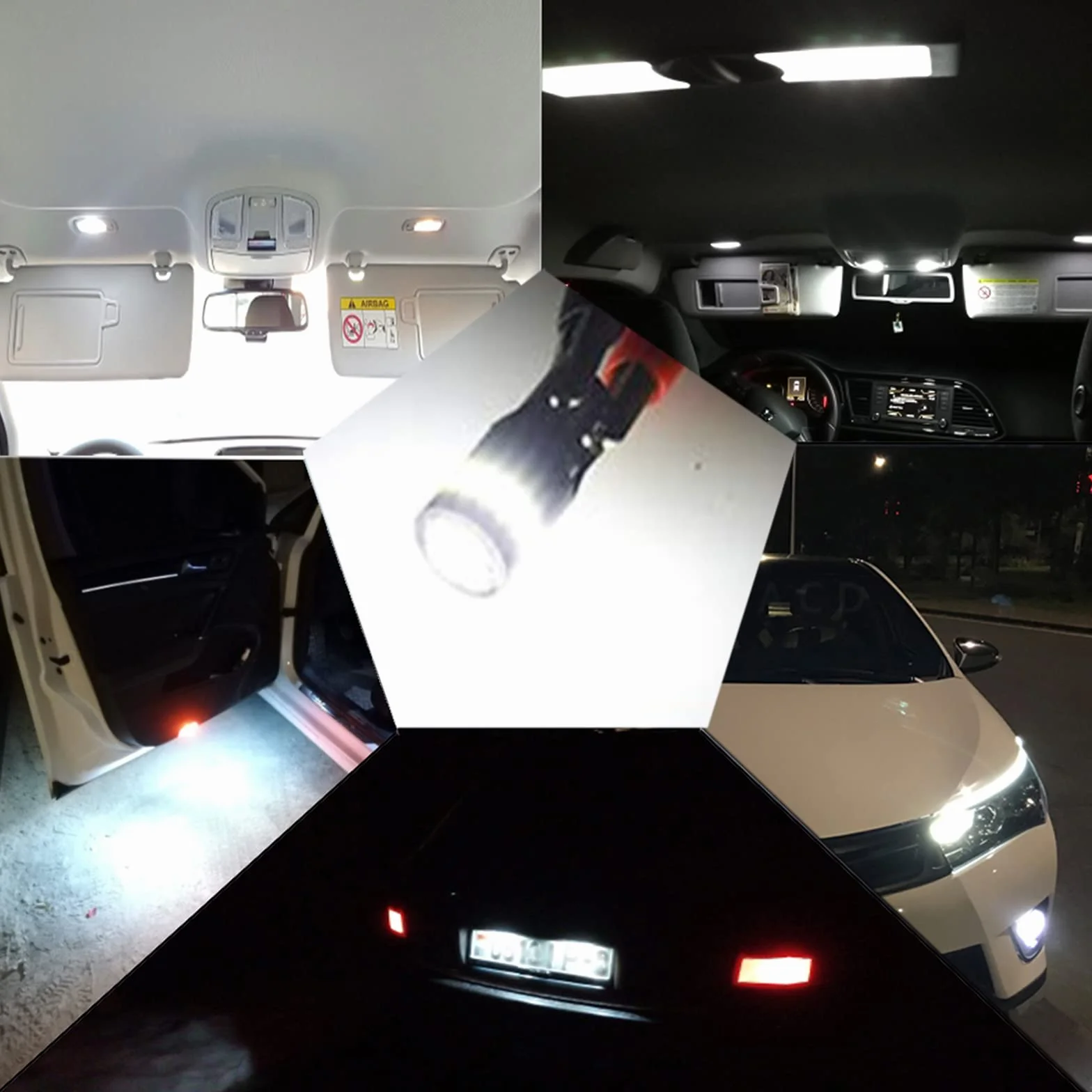 XELORD T10 W5W LED Lampadina 6000K Bianco Cuneo 12V Auto Targa 2 Pezzi