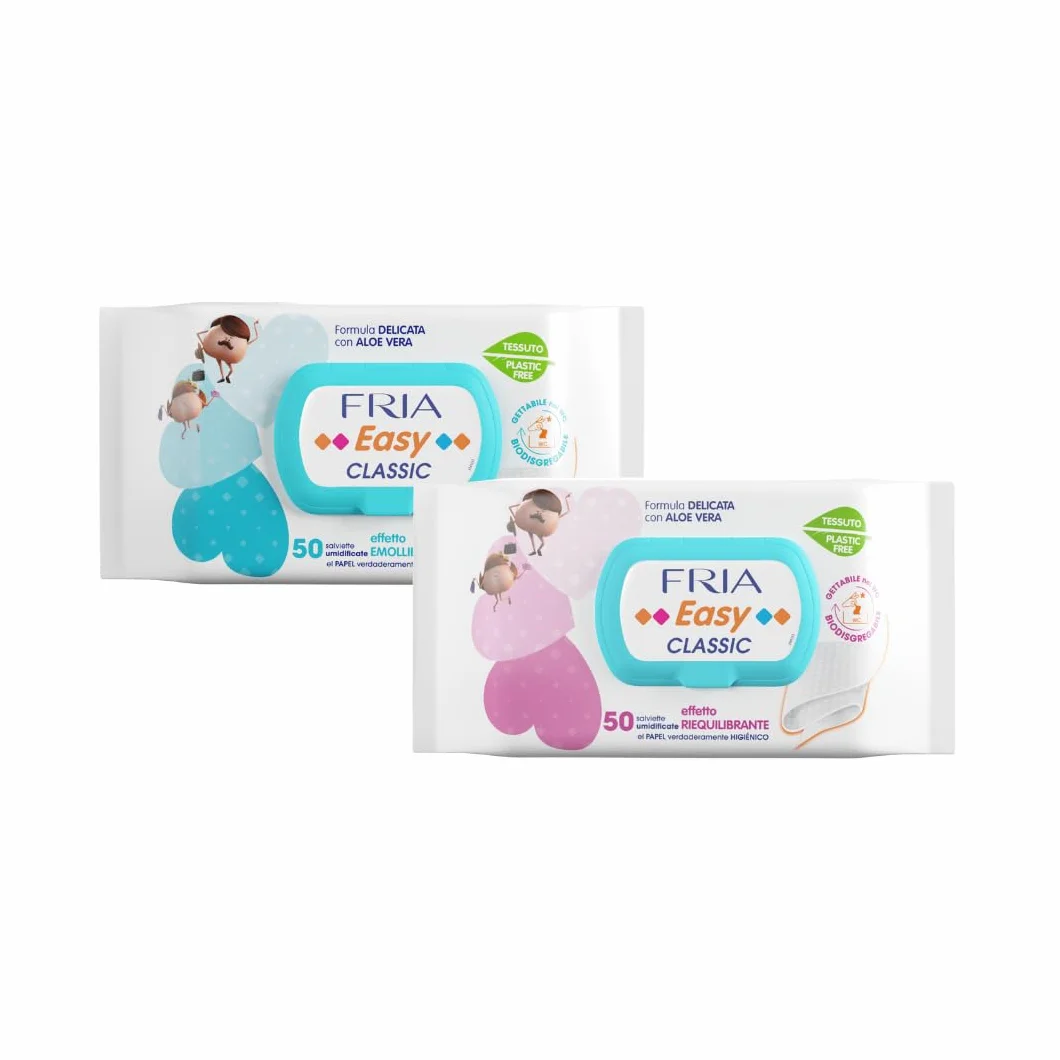 Fria Easy Classic Carta Igienica Umidificata con Aloe Vera, 50 Salviette