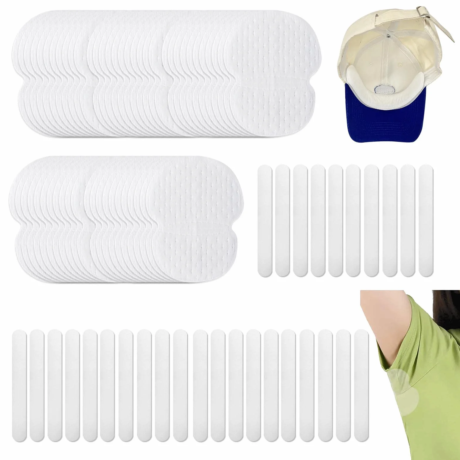 GWAWG 50 cuscinetti e 30 adesivi resistenti al sudore per ascelle, orlo camicia, asciutte e pulite
