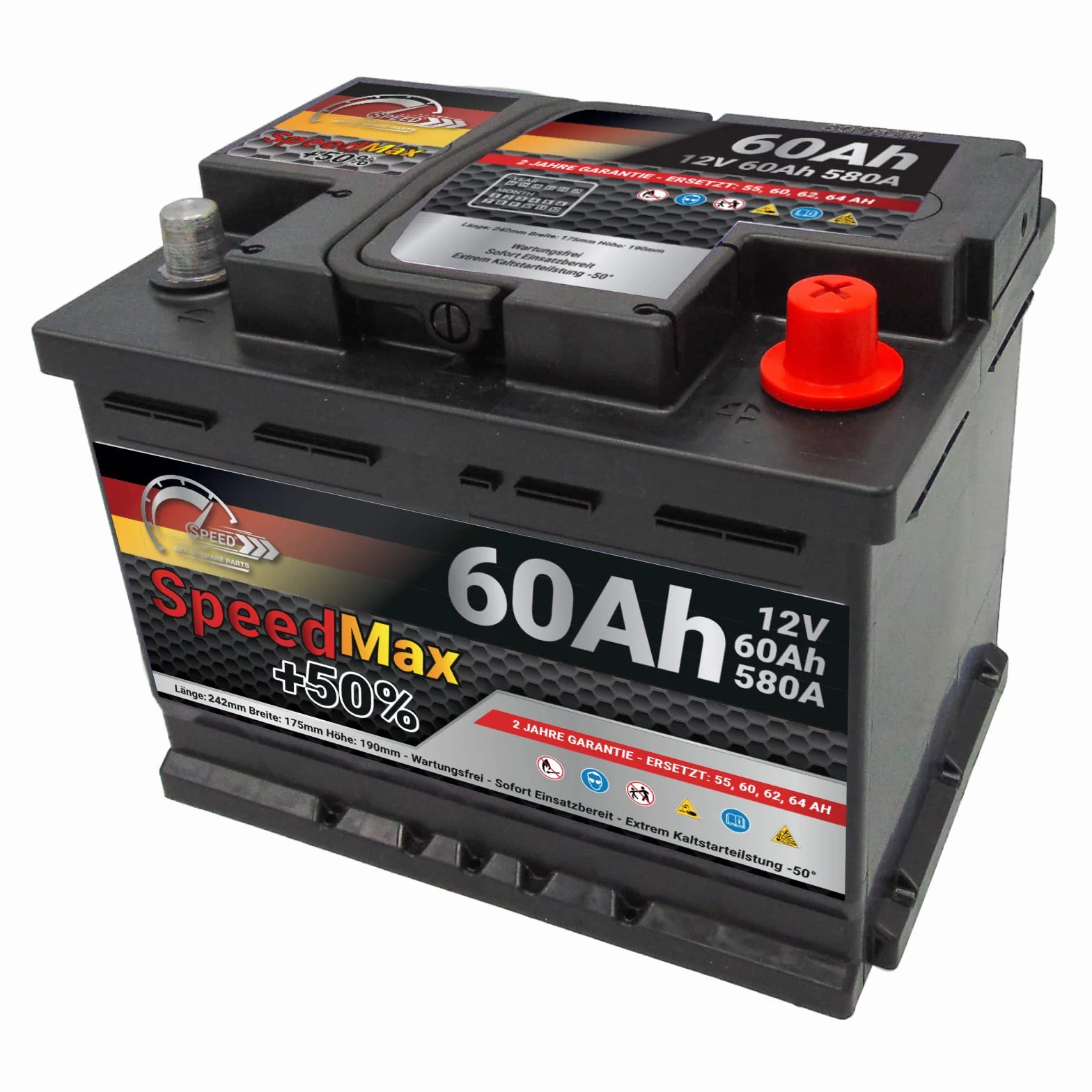 SMC Batteria Auto Speed Max L2 60Ah 580A EN 12V Polo Positivo Destra