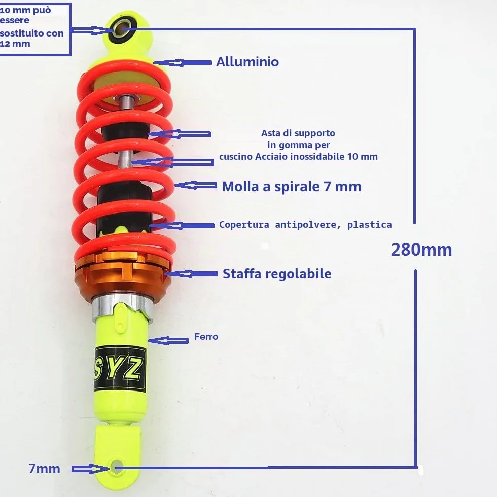 Ammortizzatore di sospensione posteriore 280 mm Honda Navi110 Dio50 Yamaha Bw's50 Aerox50 Jog50 scooter 50cc 100cc 125cc