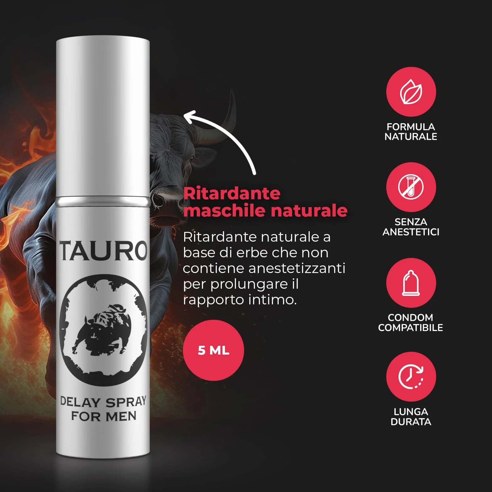 INTIMATELINE Tauro Extra Power Spray Ritardante Intimo per Uomo 5ml