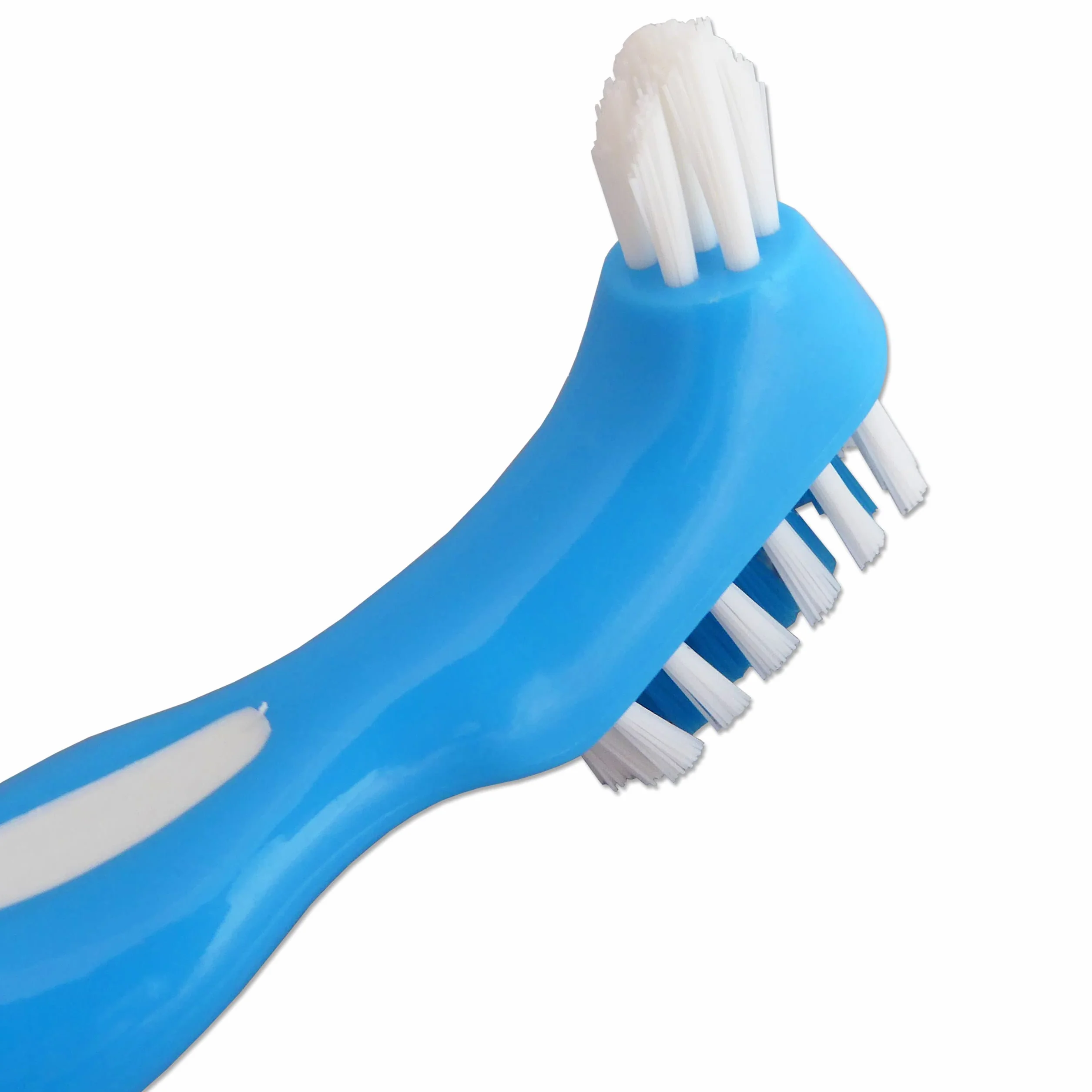 Dental Aesthetics Spazzolino per protesi set di 2 blu e bianco Impugnatura a presa facile doppia spazzola