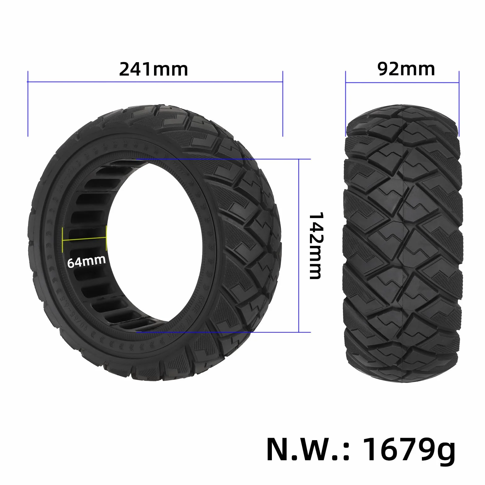 90/65-6.5 Pneumatico da fuoristrada, pneumatico antiscivolo da 11 pollici compatibile con lo scooter elettrico Zero 11X