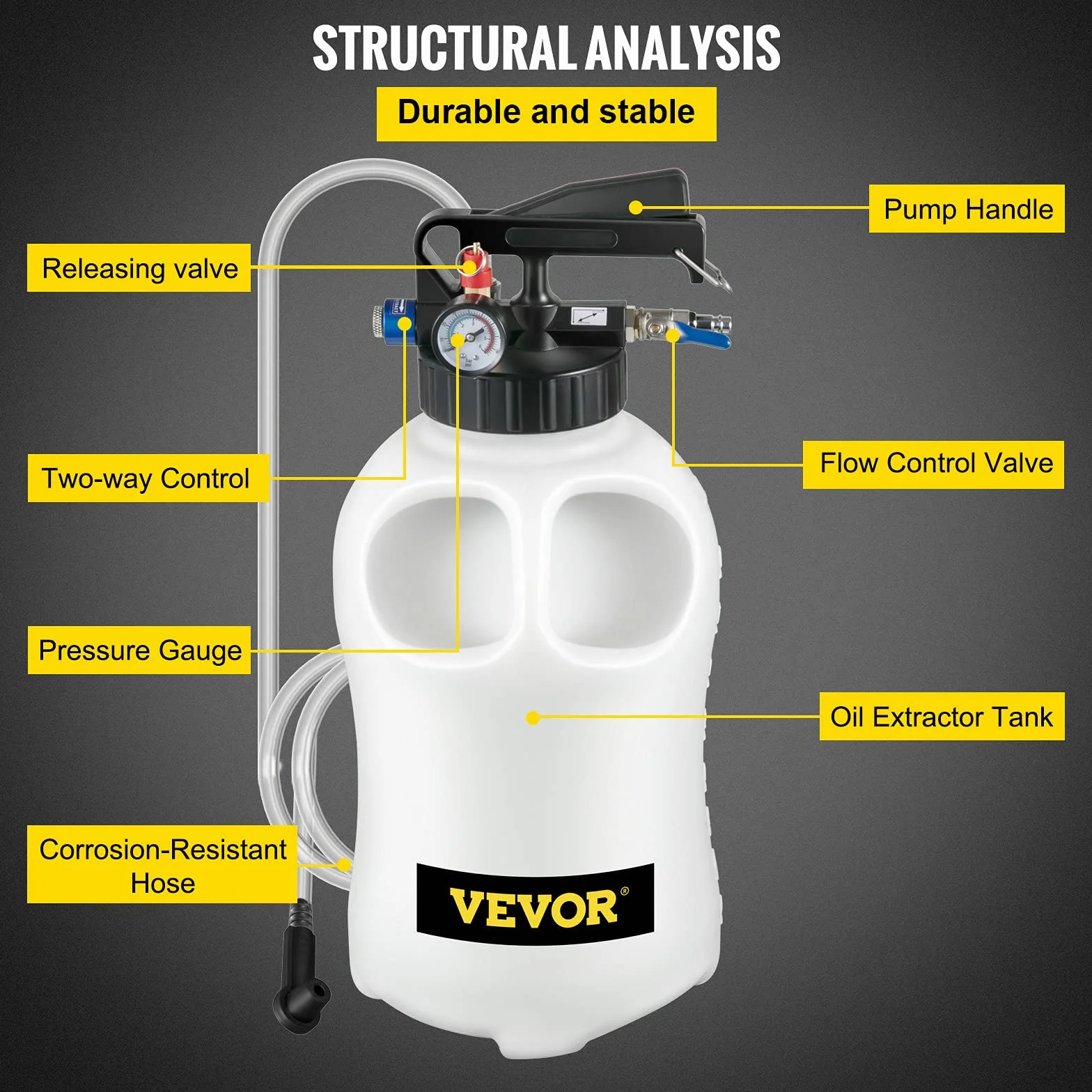 VEVOR Pompa Estrazione Olio Motore, 10 Litri Pompa Trasmissione Fluido Estrattore di Olio, 10L ATF Kit Cambio Olio Manuale Sistema di Riempimento Pompa del Liquido Strumento con 14 Adattatori Comuni