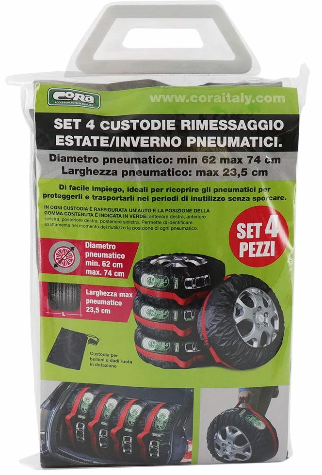 CORA Set Custodie per Pneumatici 62-74 cm Set di 4