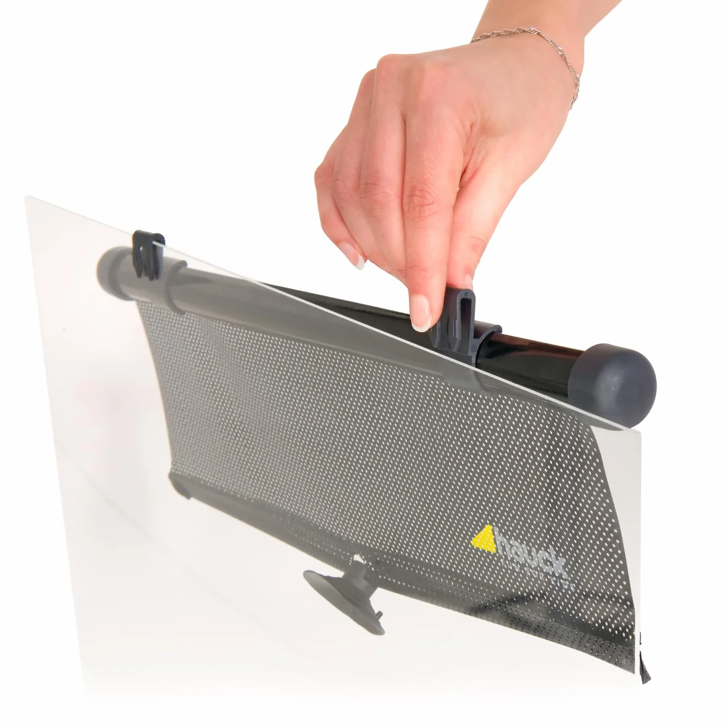 hauck Shade Me 2 – 2 Parasole Auto Bambini e Neonati, Tendine Parasole Regolabili con Ventose o Clip, Protezione Solare UV per Finestrini Laterali, Avvolgibili, Facili da Montare, Grigio
