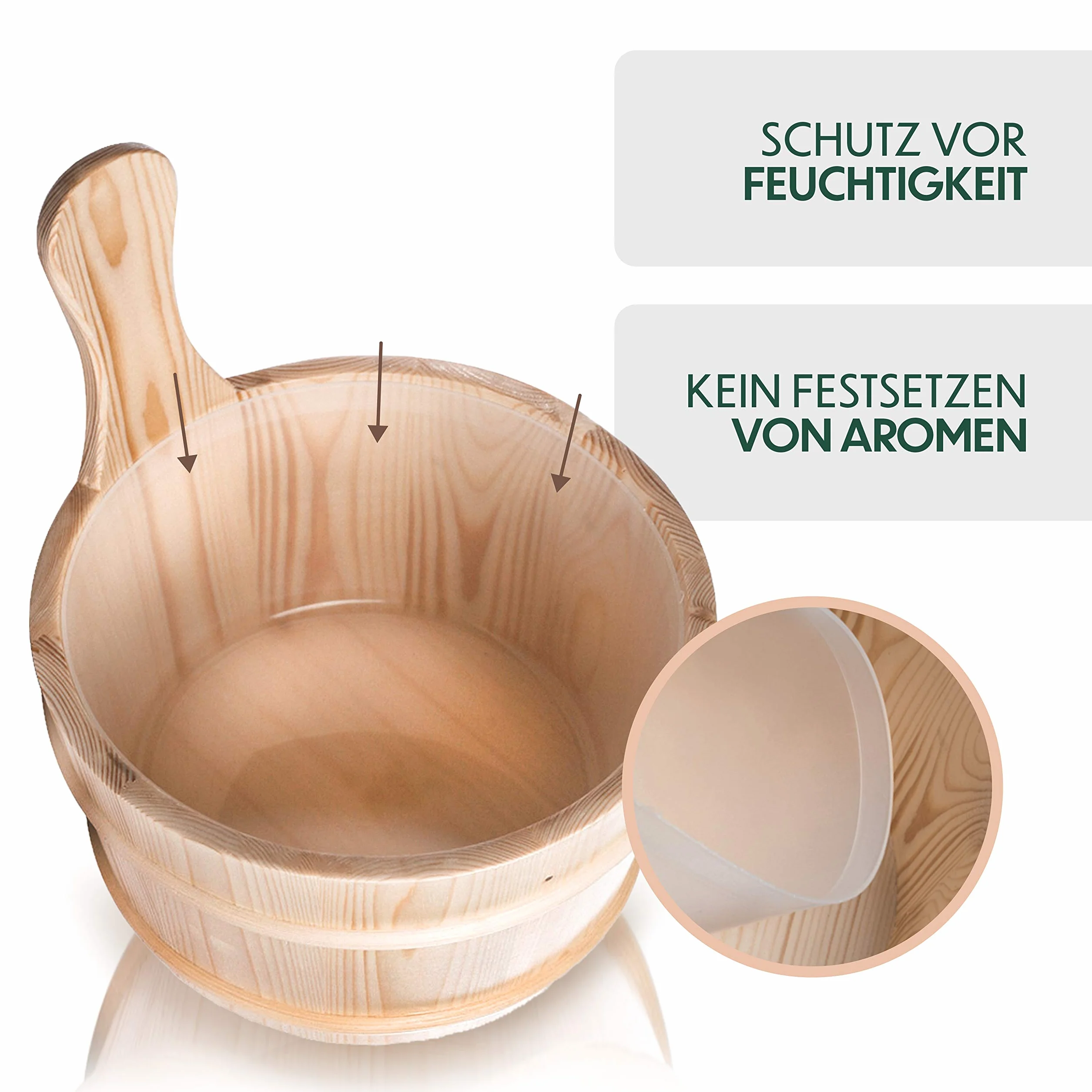 CozyNature Secchio Sauna in Legno di Pino Finlandese 4L con Mestolo