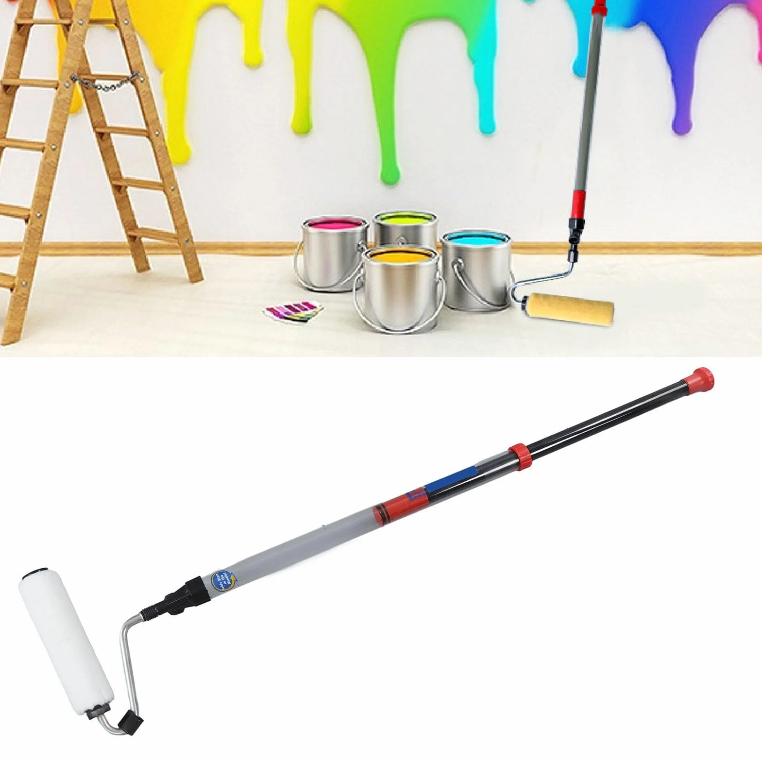 Pennello a Rullo Automatico per Pittura, Verniciatura Uniforme, Senza Gocciolamento, Facile da Pulire, Rimovibile, Semplice e Conveniente con Superfici Murali Semiruvide e Lisce
