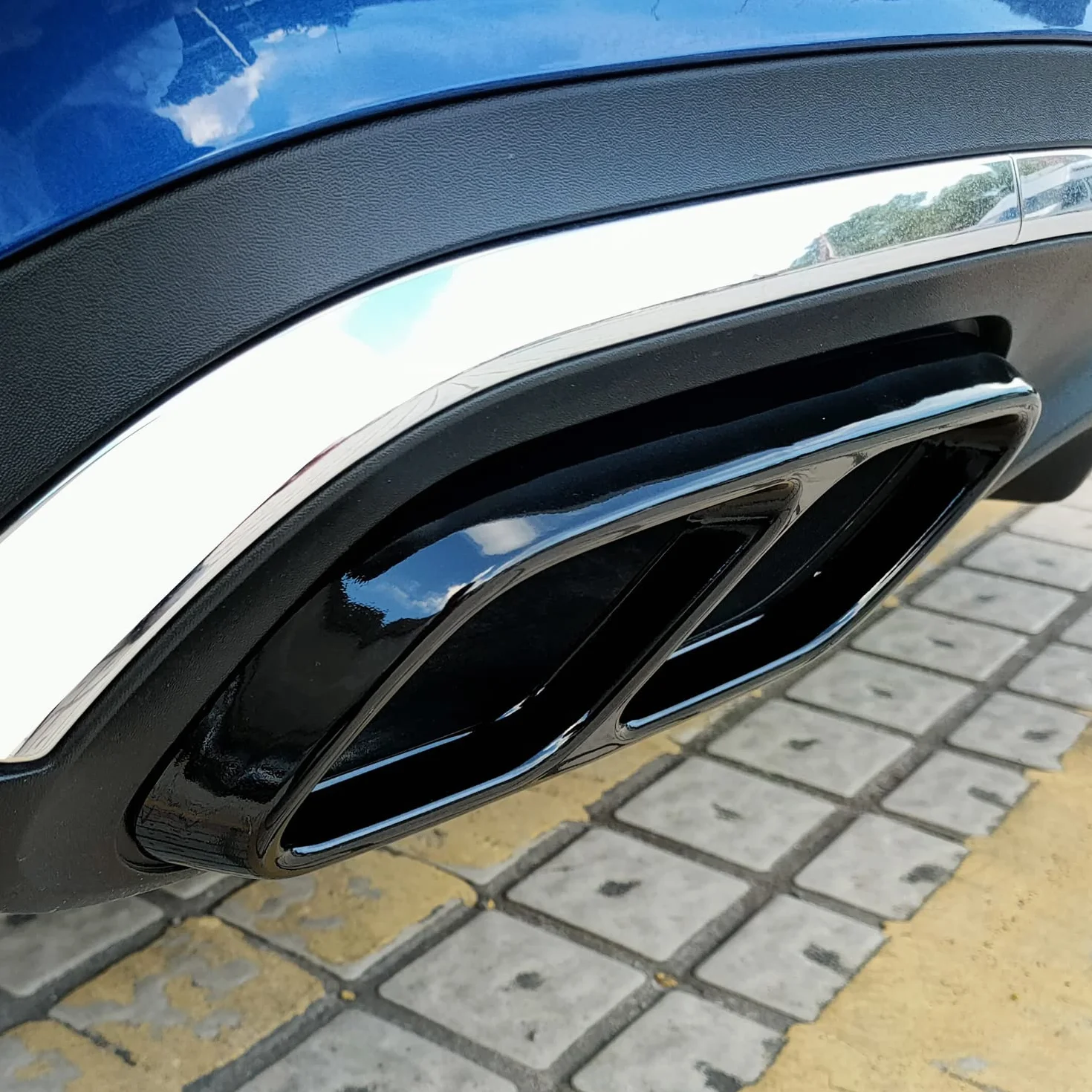 Diffusore di scarico cromato acciaio inox 2 pezzi nero per Classe C W206 T S206 AMG Line 2022