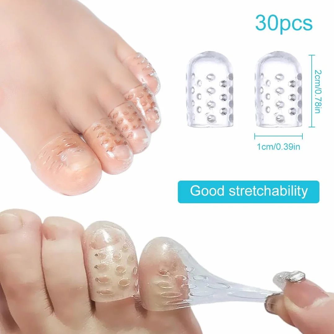 Protezione Dita Piedi Silicone, 30 Pezzi Proteggi Dita Piedi Gel, Copri Piedi Traspiranti, per Prevenire Vesciche e Calli
