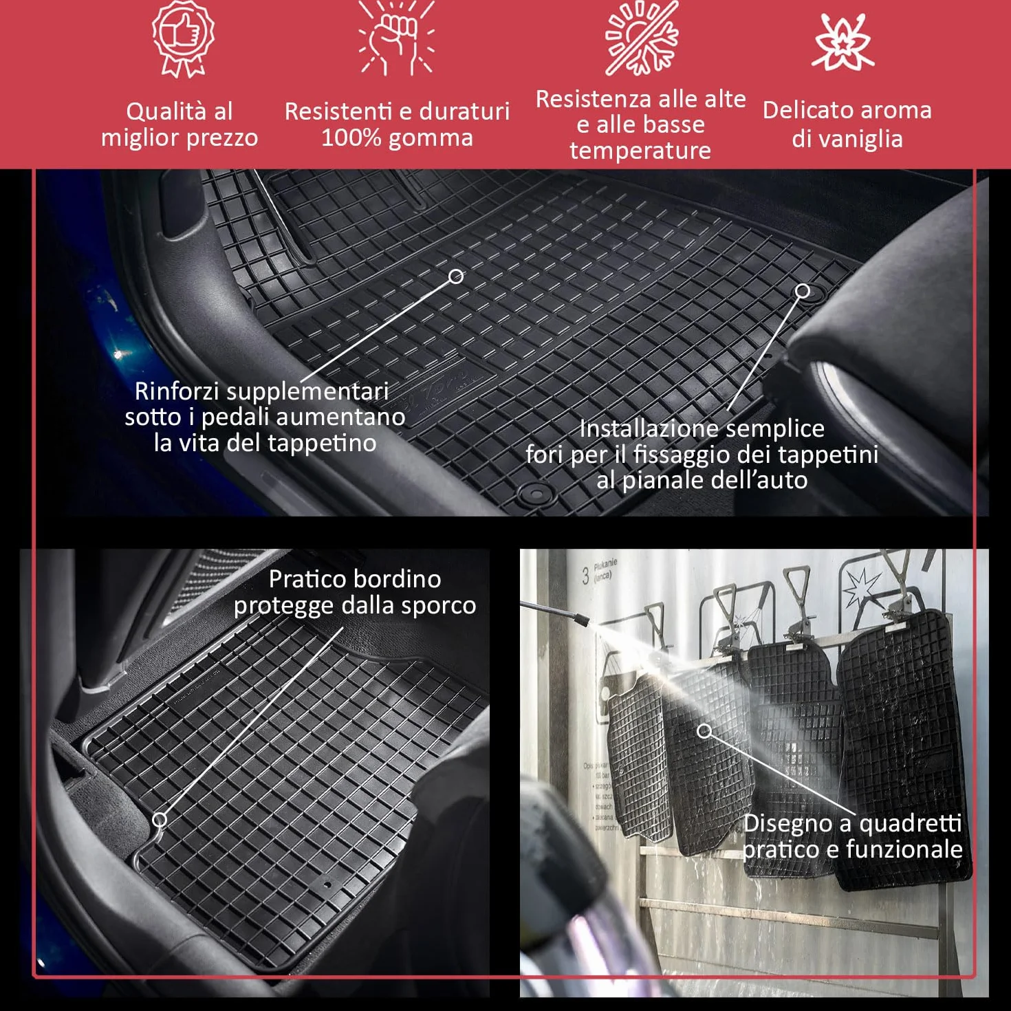 IMJ-Global Tappetini Auto Gomma elToro su Misura Compatibili con Fiat Doblo II 2010-2020 1° fila, Set Completo di Tappeti Auto per Migliorare Look e Sportività, Tappetino Premium in TPE Durevole