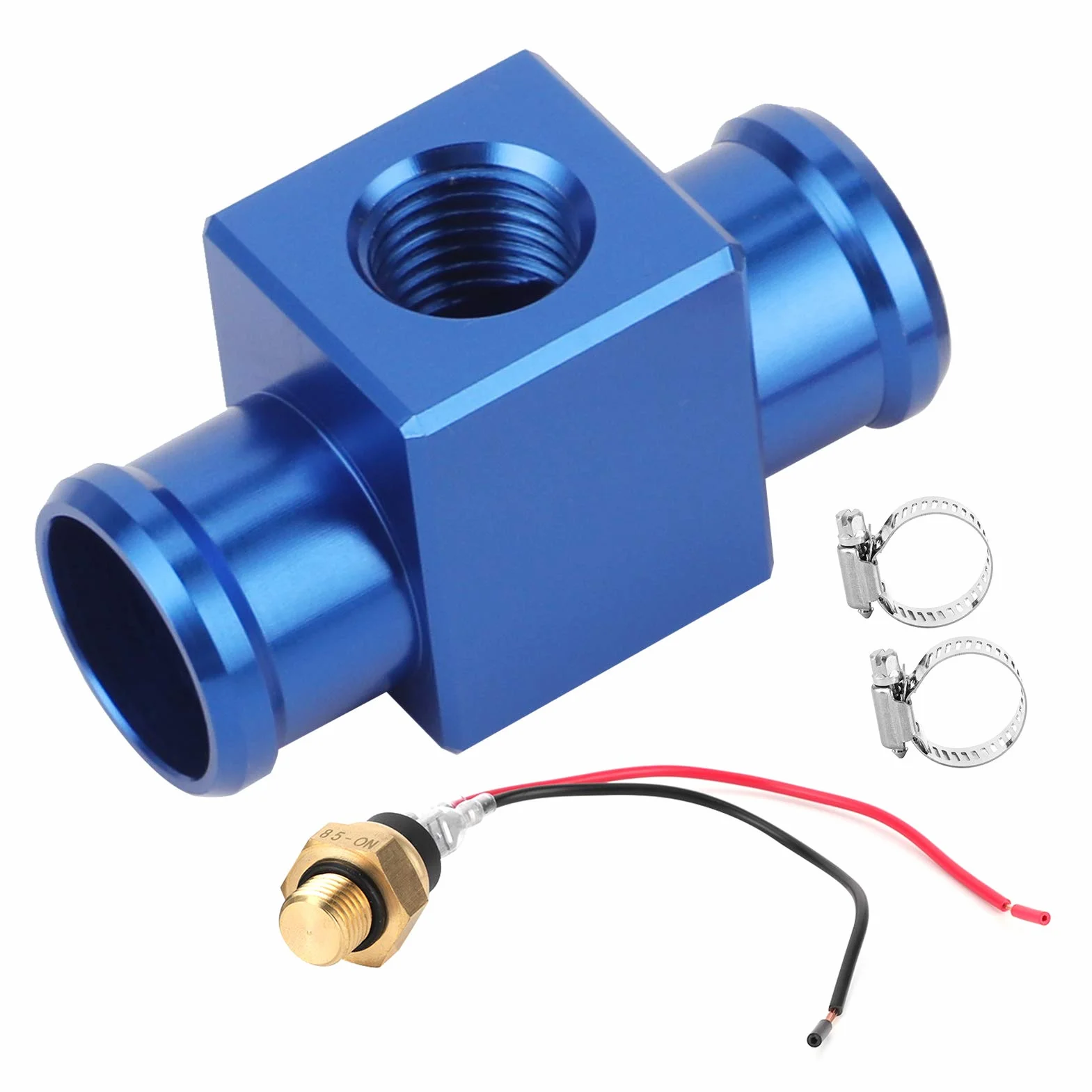 Interruttore di temperatura, termostato in lega di alluminio Interruttore temperatura acqua Radiatore Sensore temperatura ventola refrigerante Sensori temperatura per moto ATV Fuoristrada(blu) adatto