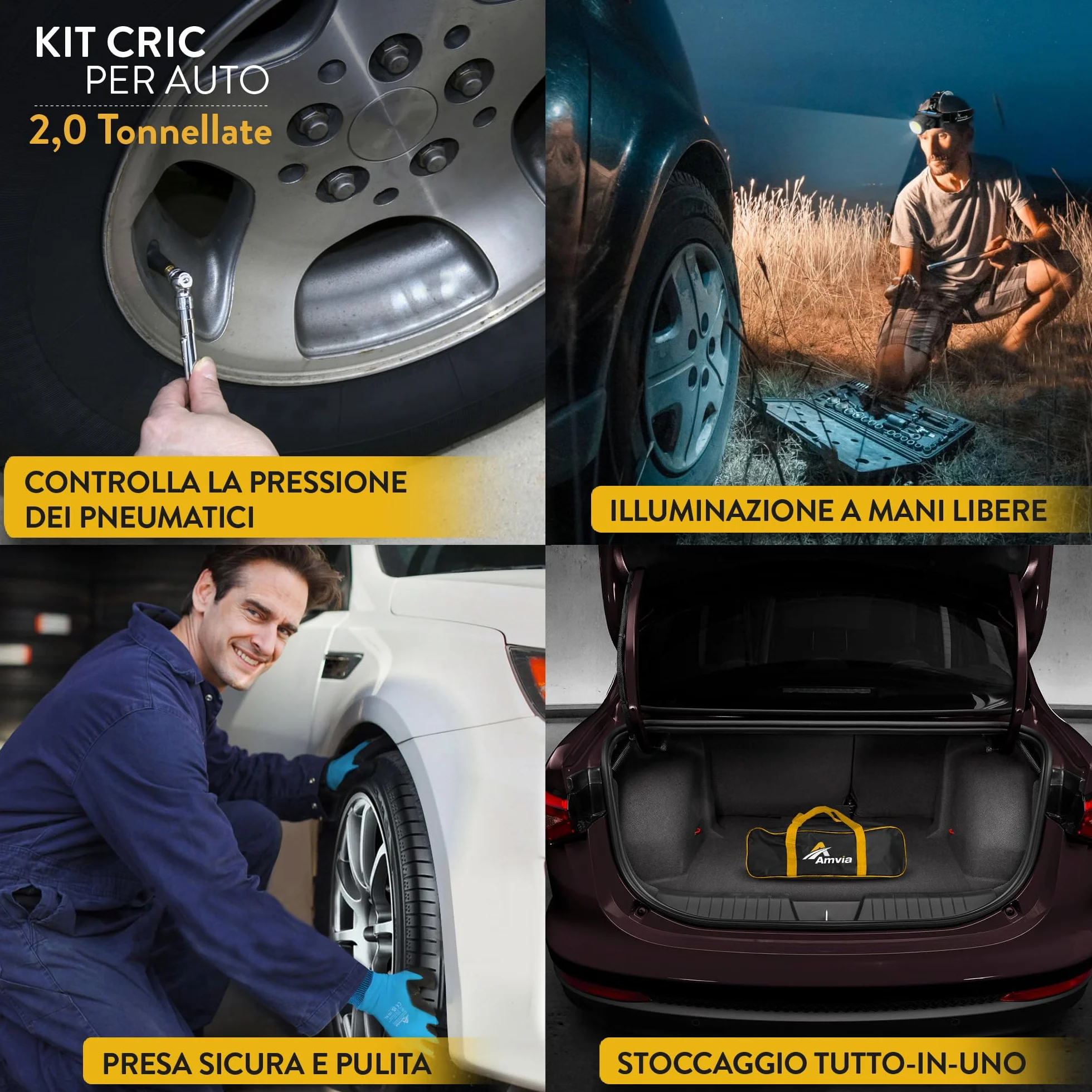 Cric a forbice per auto 2 tonnellate portatile per SUV e auto con chiave inglese