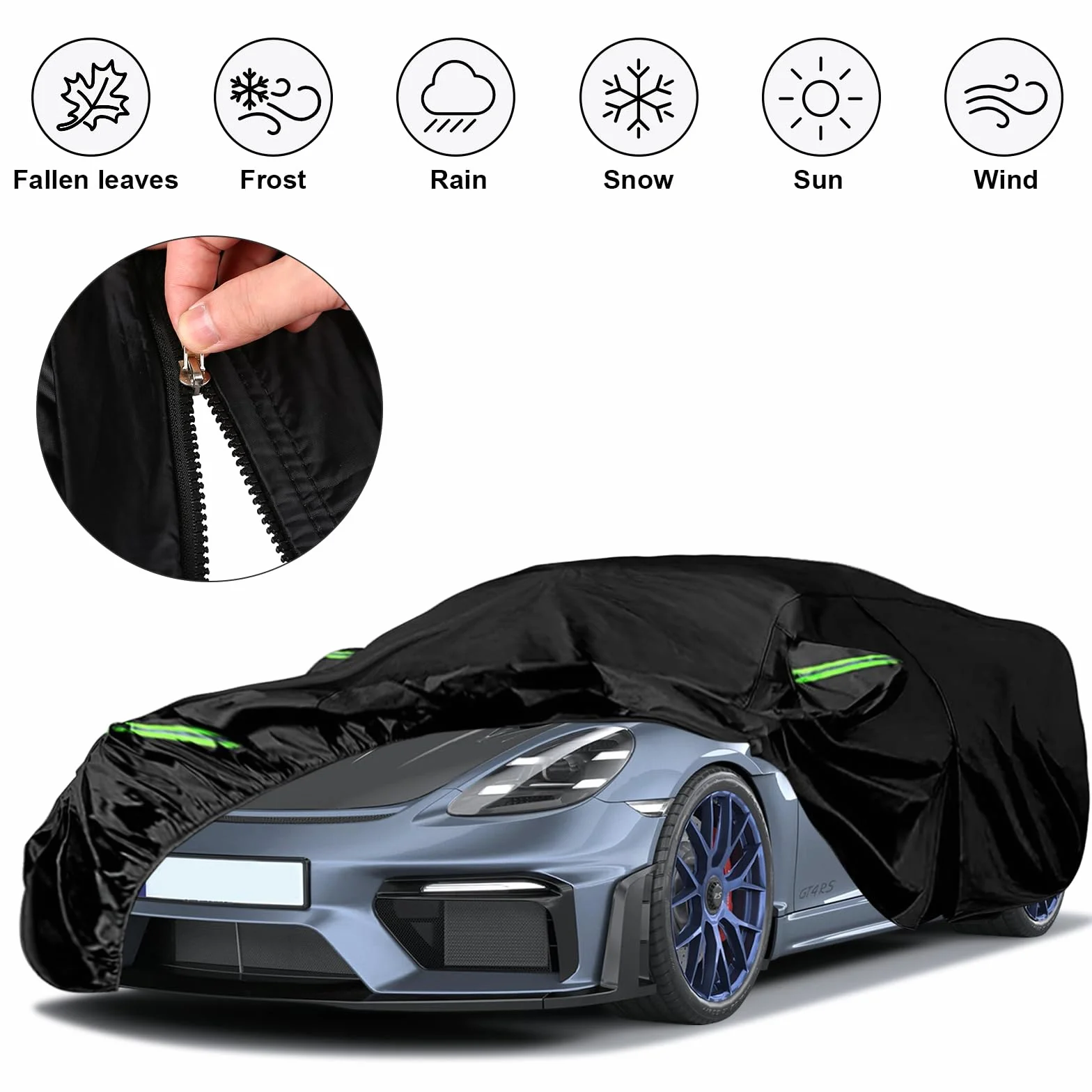 Telo Copriauto Sostituzione per 2012-2024 Porsche 718 Cayman Boxster, Copriauto impermeabile, 6 strati Telo Copri Auto con porta con cerniera e fasce antivento per protezione da neve, pioggia,polvere