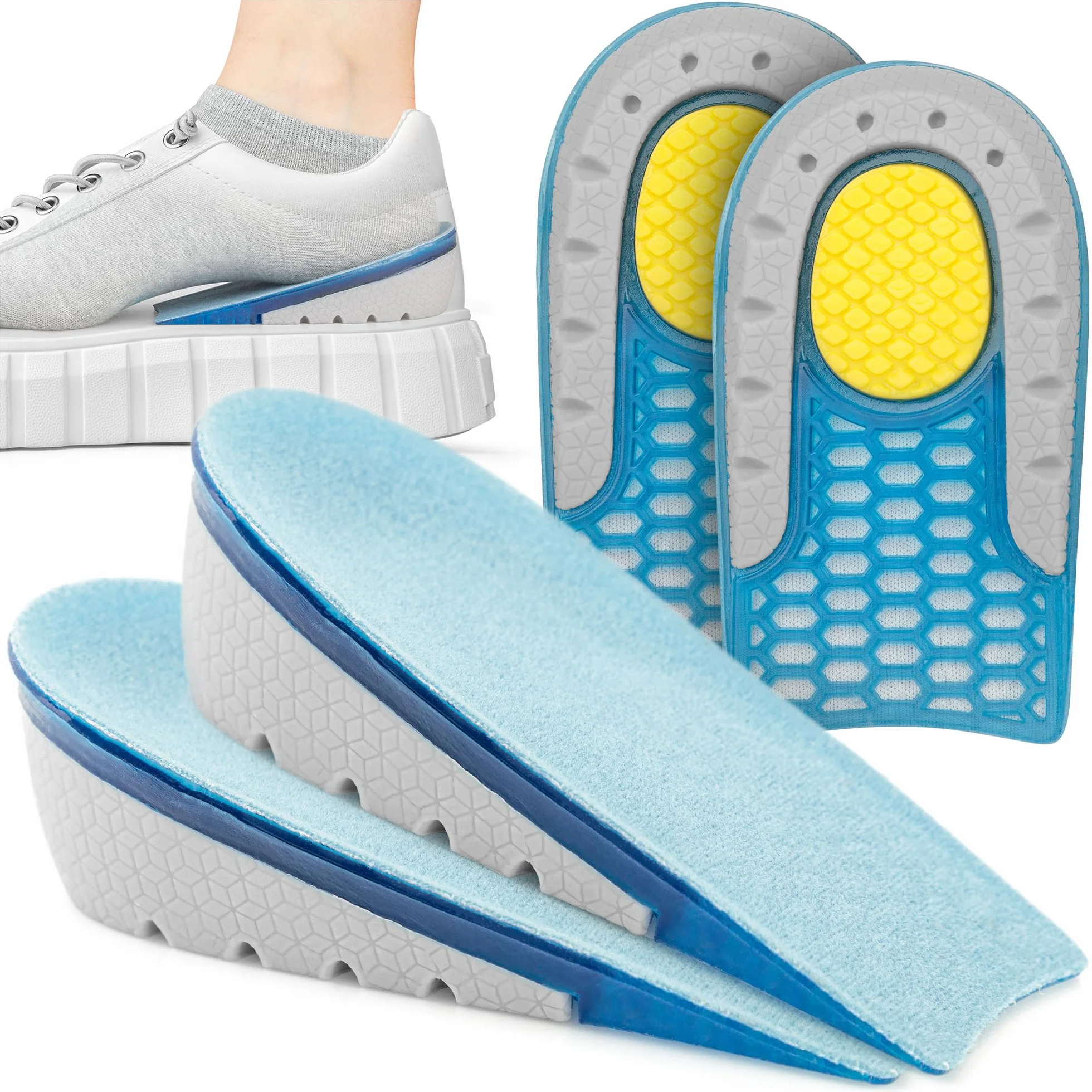 Talloniera In Gel Solette Rialzate 3 cm 2 Paia per Tallonite Spina Calcaneare Correzione Altezza