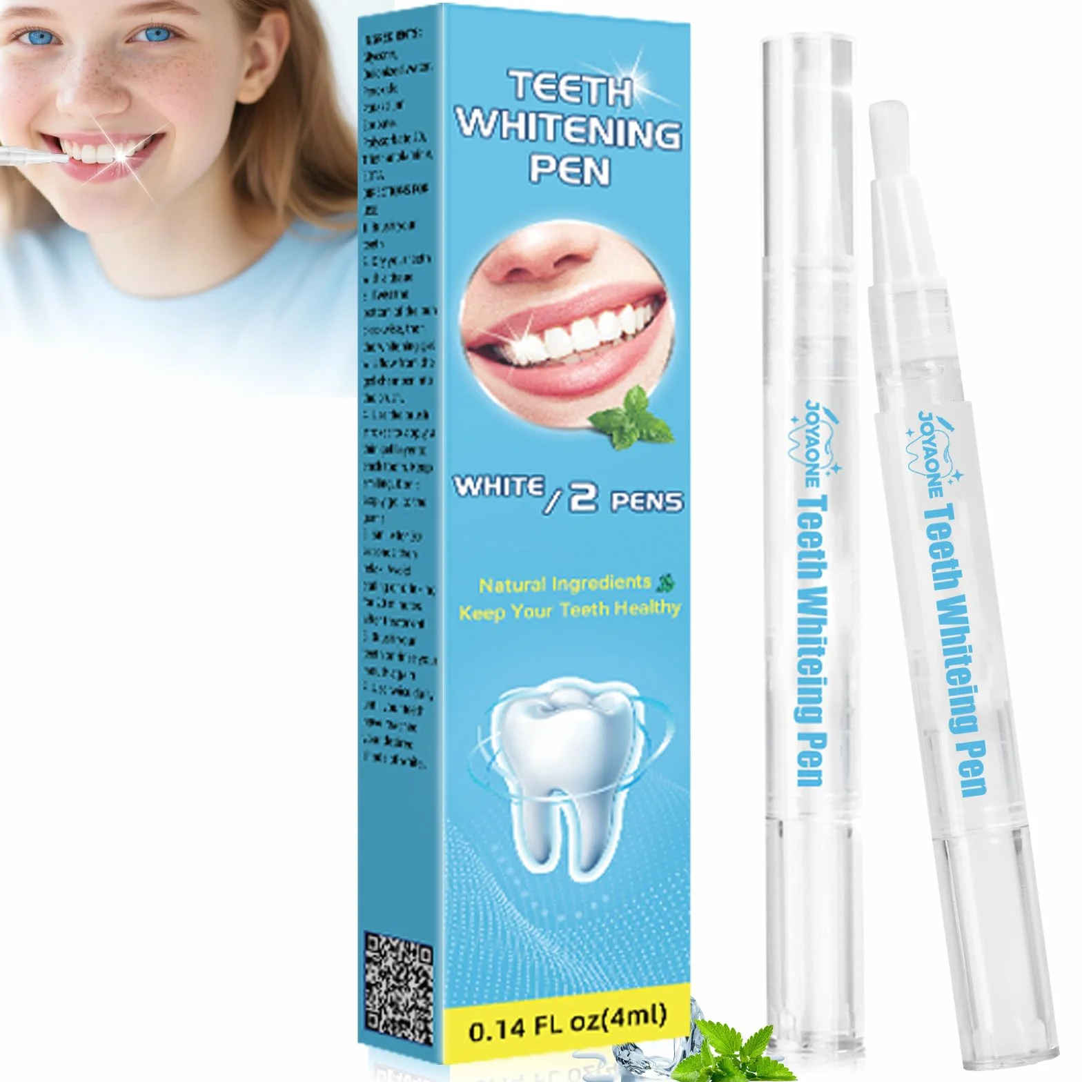 Penna Sbiancante Denti 2 Pezzi 4 ml Sbiancamento Rapido Rimozione Macchie Caffè Tè Vino