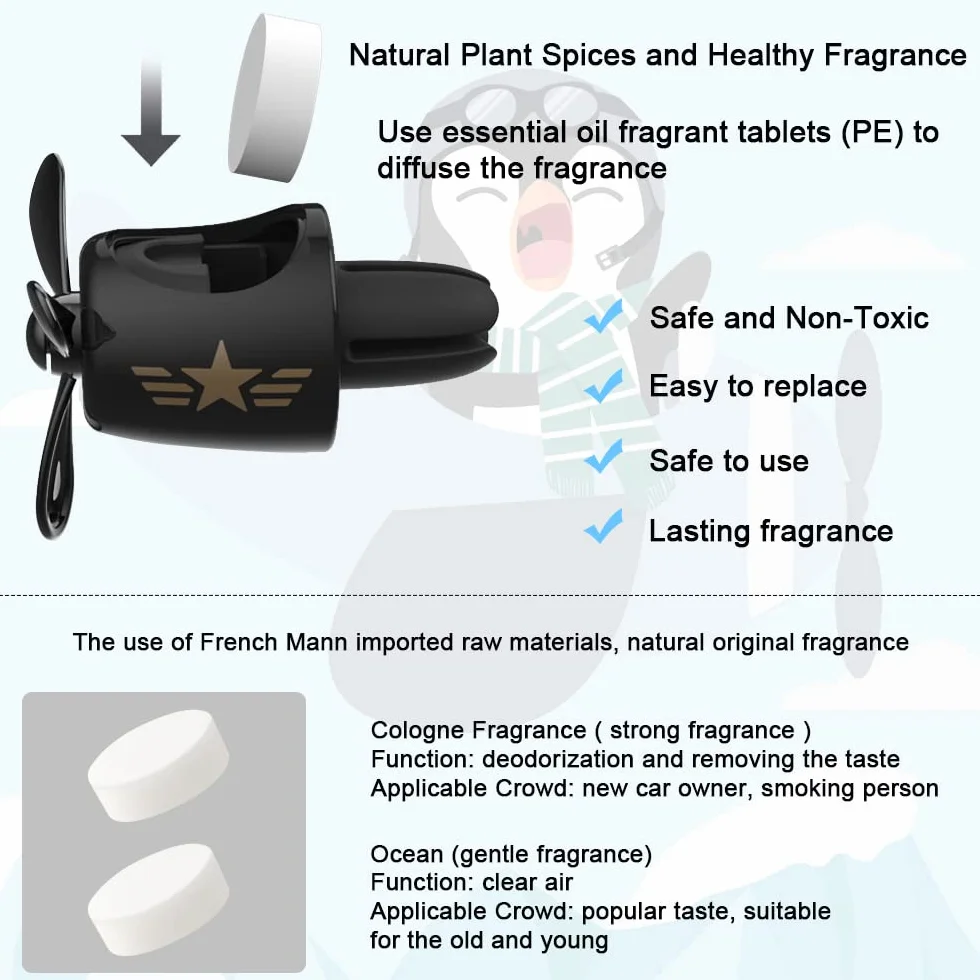 URAQT Diffusore Profumo Auto con 2 Compresse per Aromaterapia