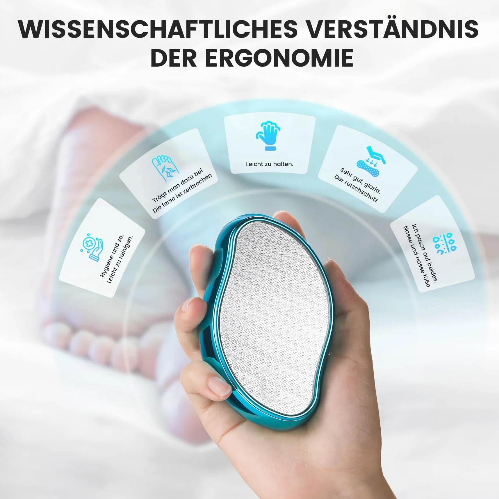 BEZOX 2in1 Lima per Piedi in Nano Vetro per Calli e Talloni Screpolati